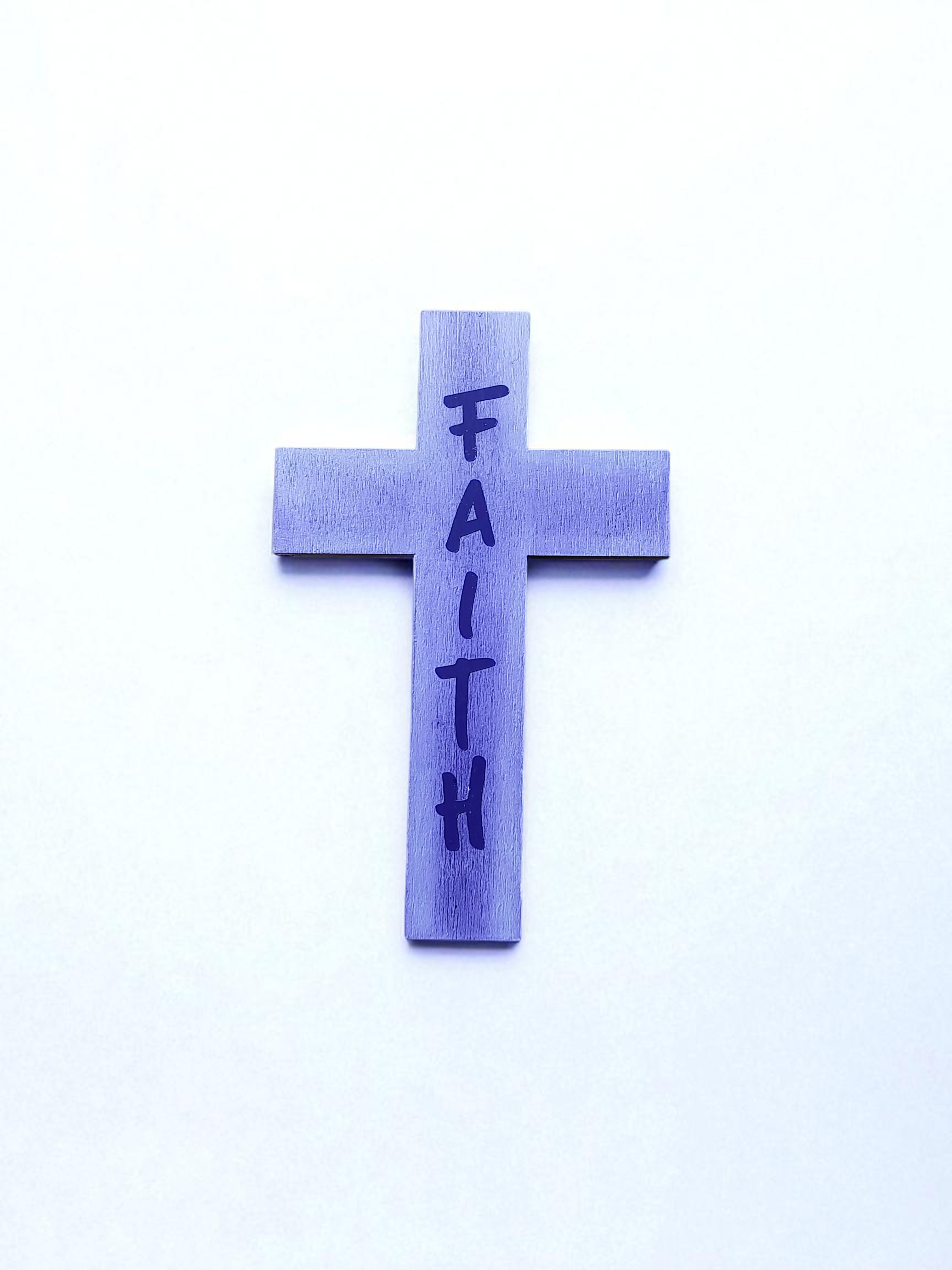 Wooden Faded Purple Faith Cross Magnet