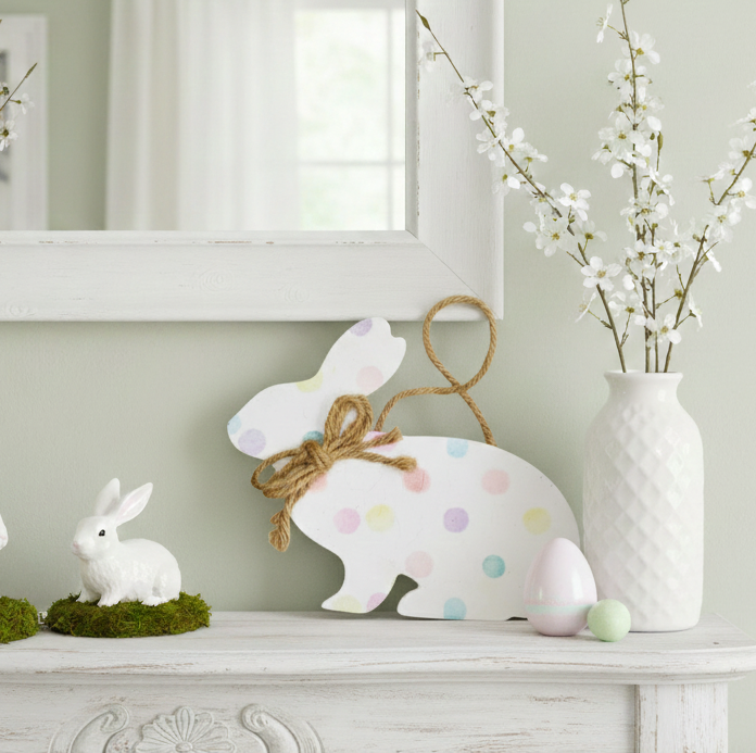 Polka Dot Bunny Rabbit Spring Door Decoration