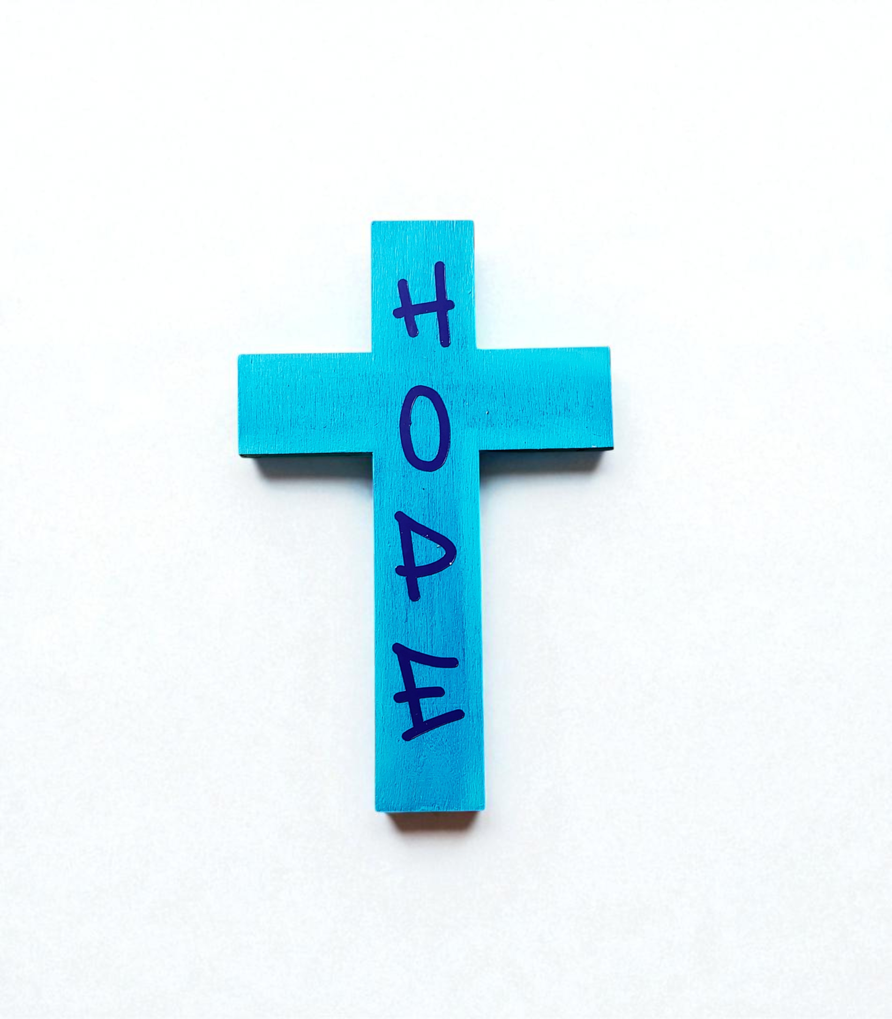 Wooden Faded Blue Hope Cross Magnet