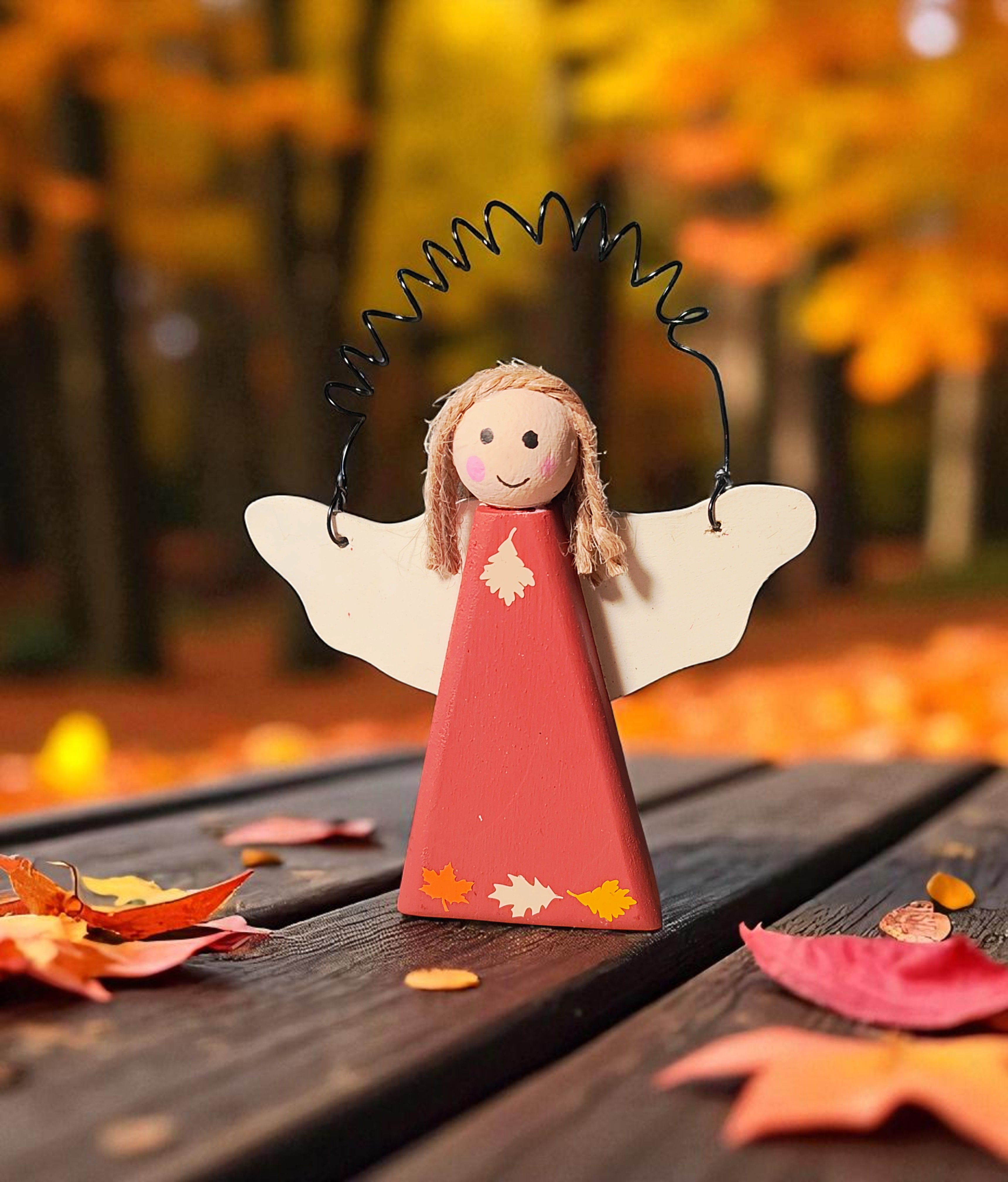 Fall Wooden Angel Ornament