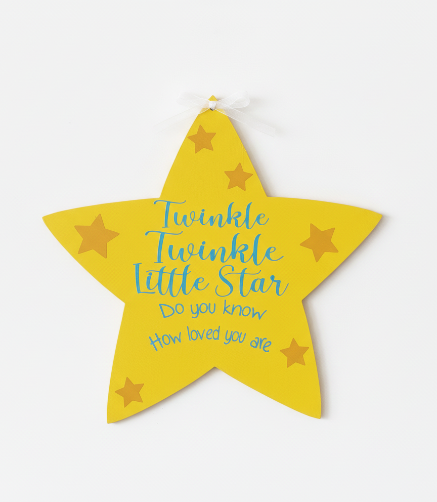 Handmade Wooden Tinkle Twinkle Little Star Sign