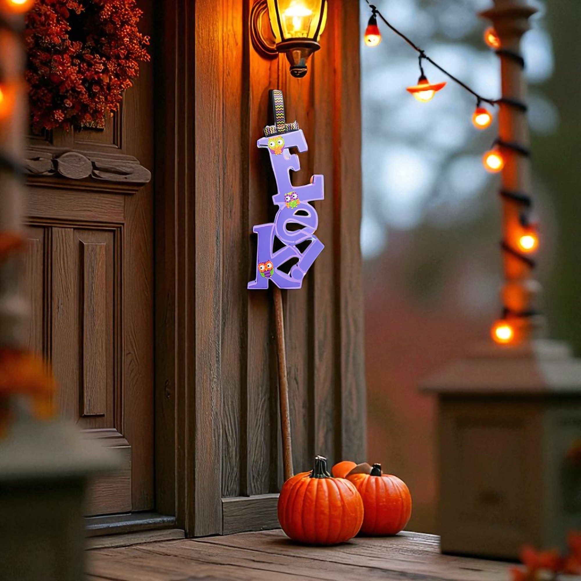 Purple Halloween EEk Door Hanger