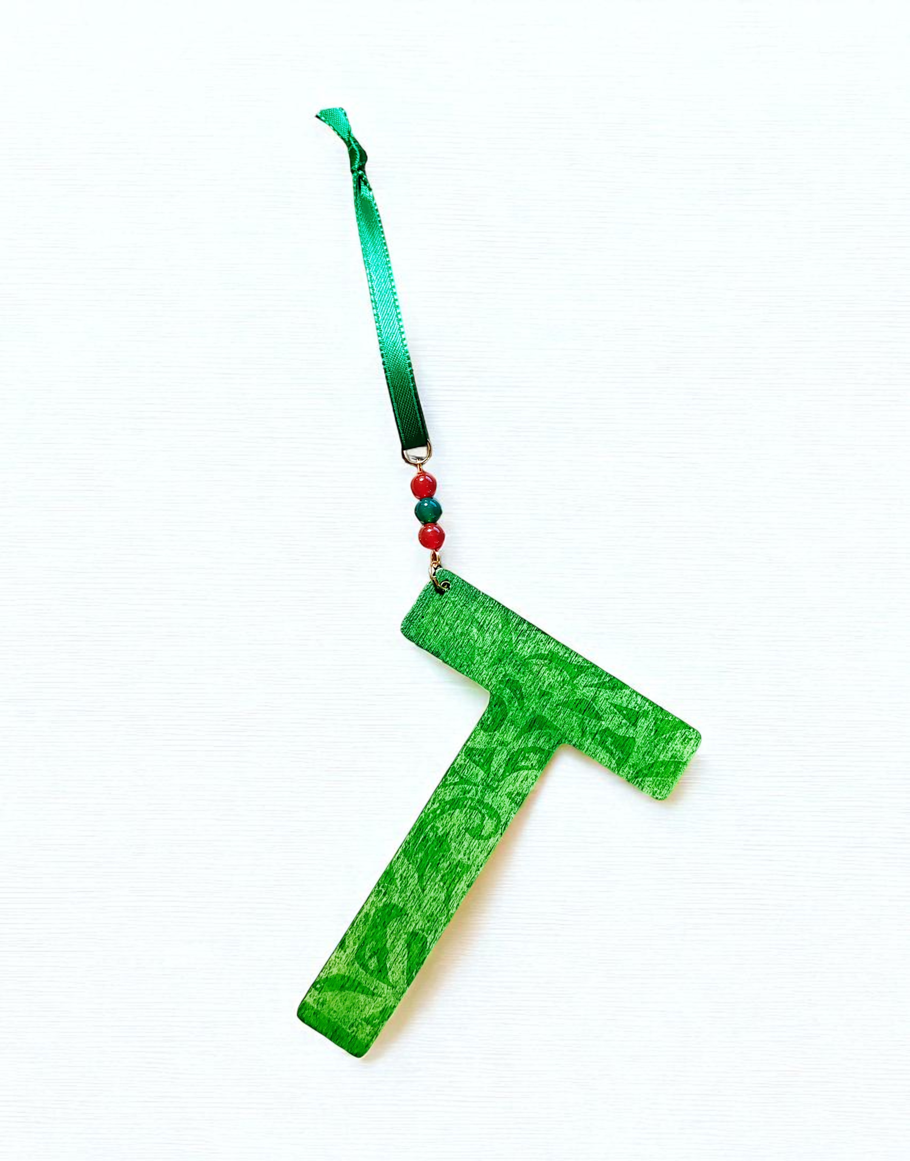 Personalized Wooden Letter Initial T Ornament