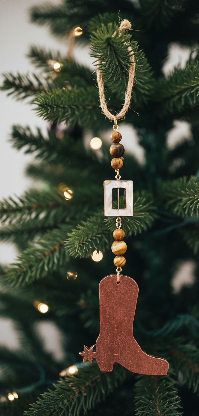 Handcrafted Cowboy Boot Gemstone Beaded Accent Ornament 