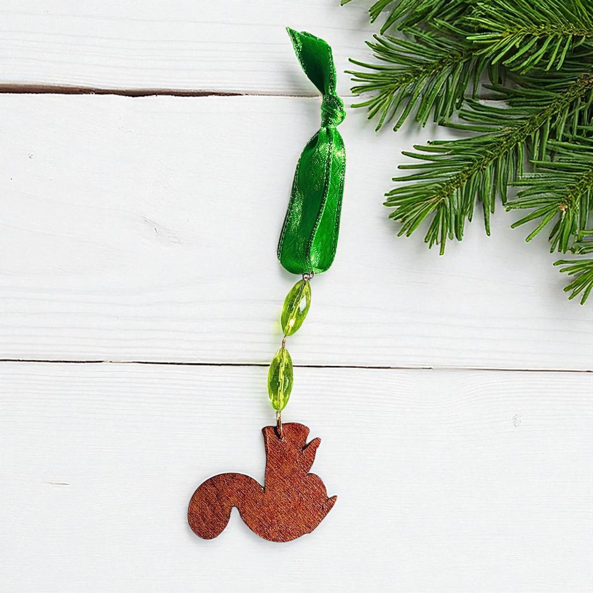 Handcrafted Squirrel Beaded Accent Ornament 