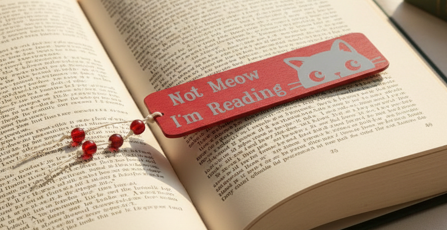 Decorative Wooden Not Meow I'm Reading Cat Bookmark
