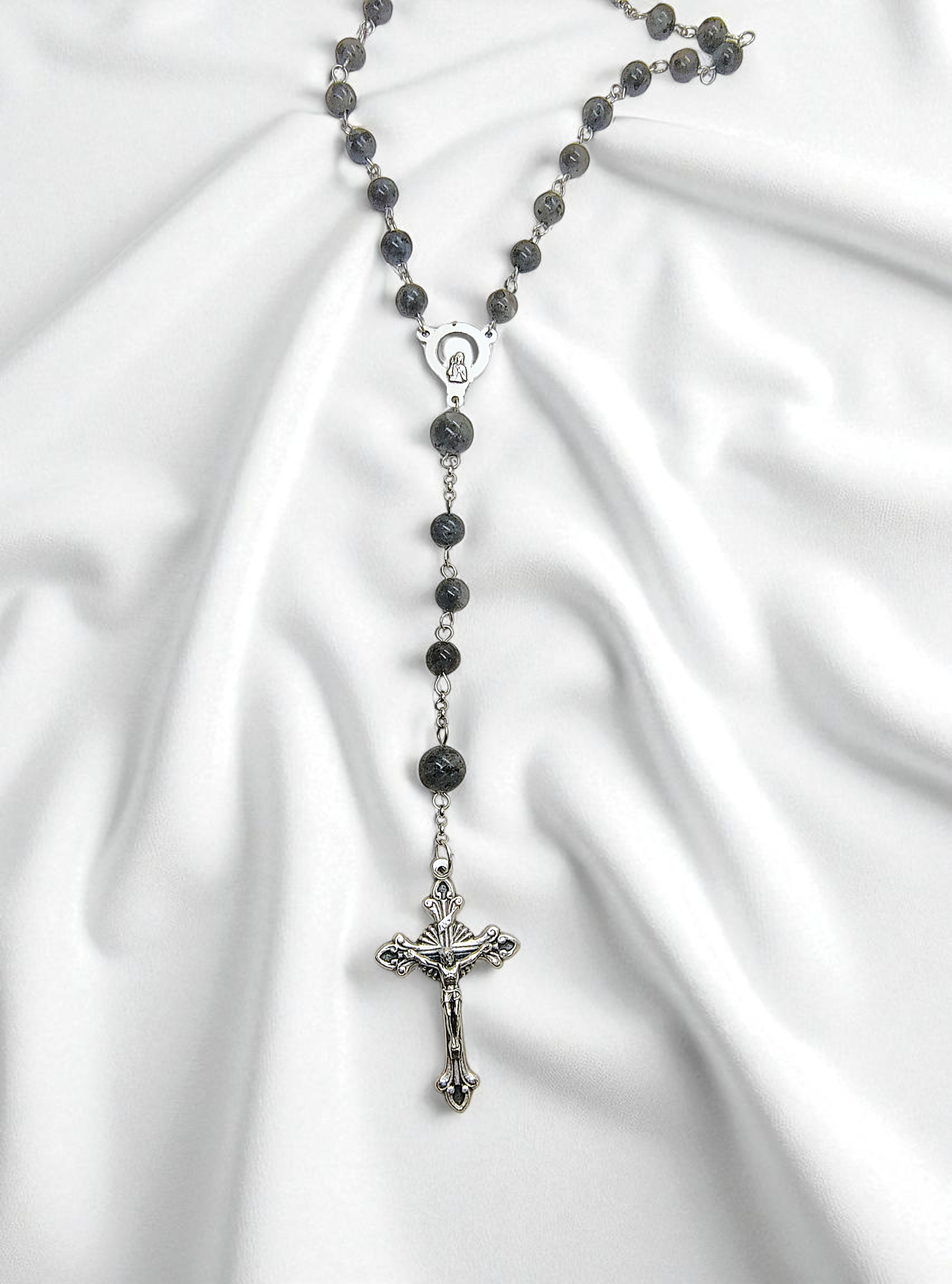 Labradorite Gemstone Rosary Beads Necklace