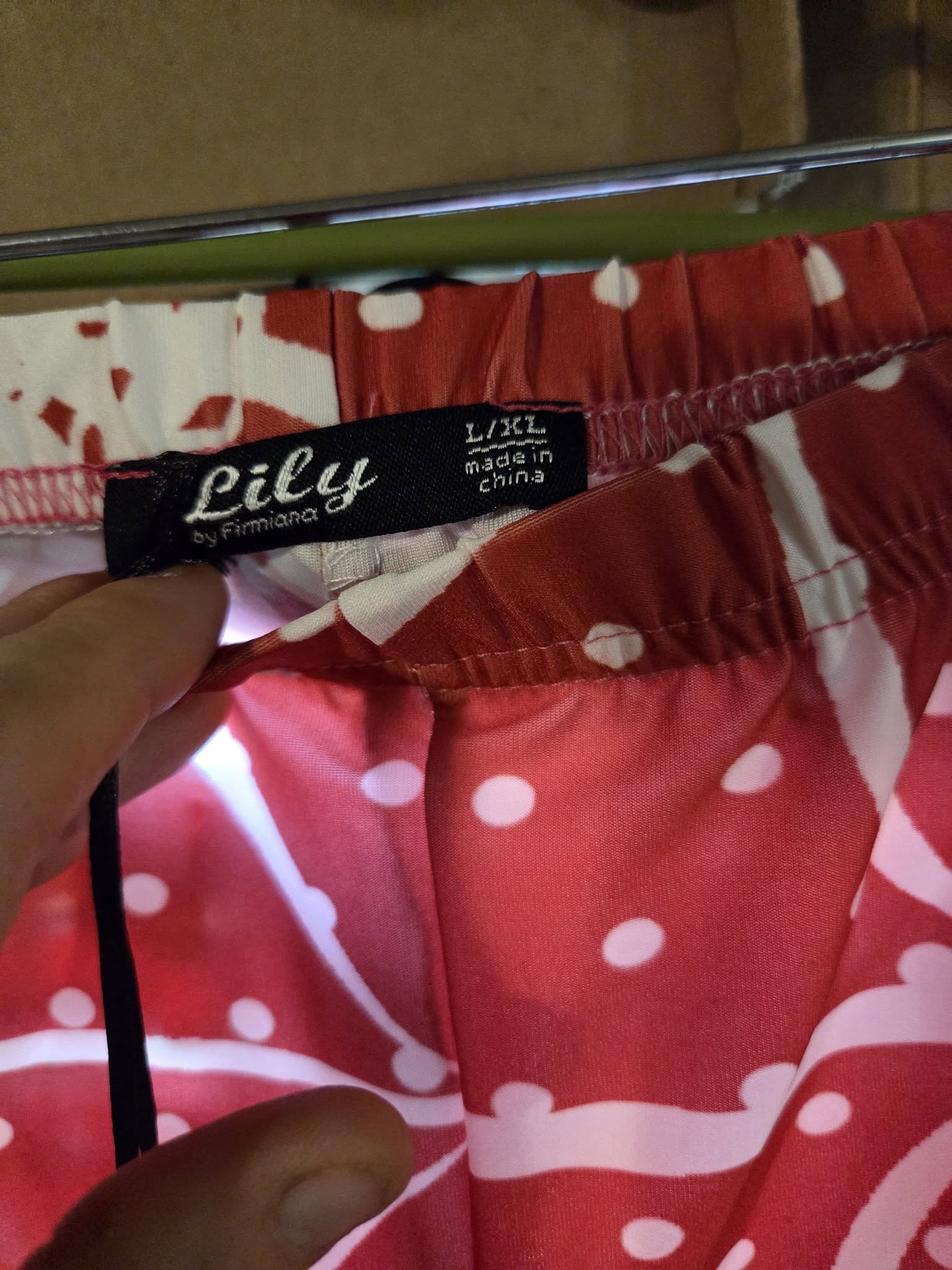 Women's Leggings L/XL Red Polka Dot Stretch Pull-On Pants - Lily by Firmiana NWT