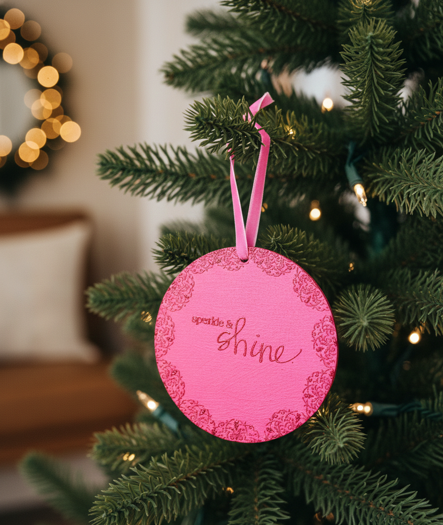 Pink Sparkle & Shine Wooden Hanging Accent Ornament 
