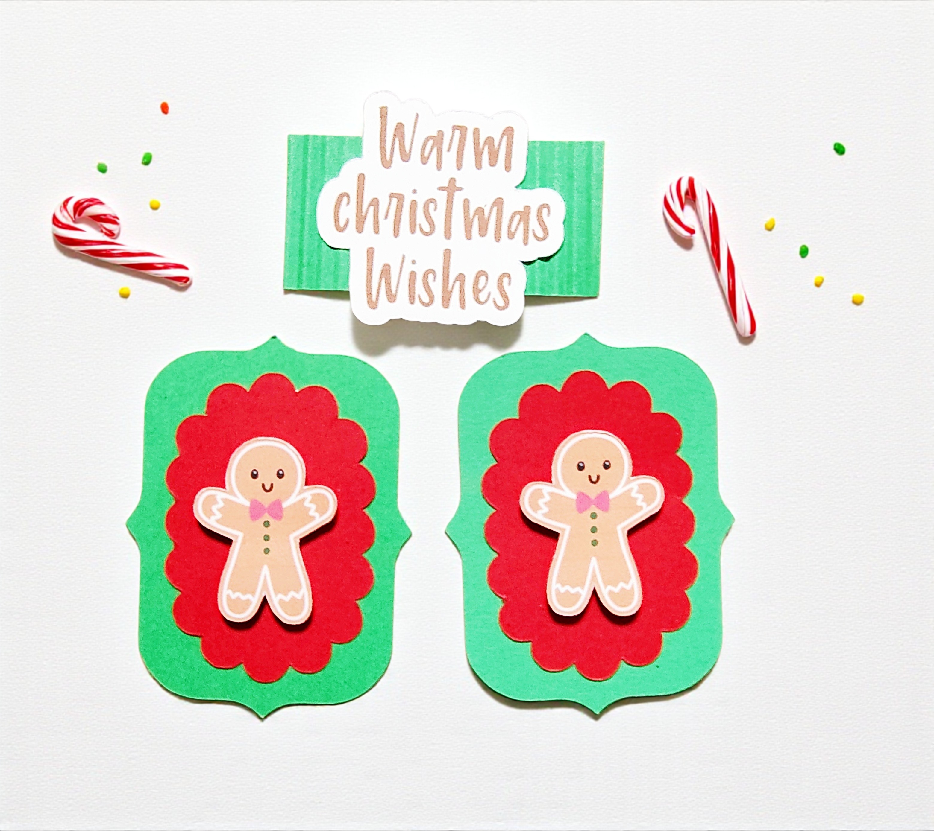 Handmade Christmas Gingerbread Man Tag Embellishments