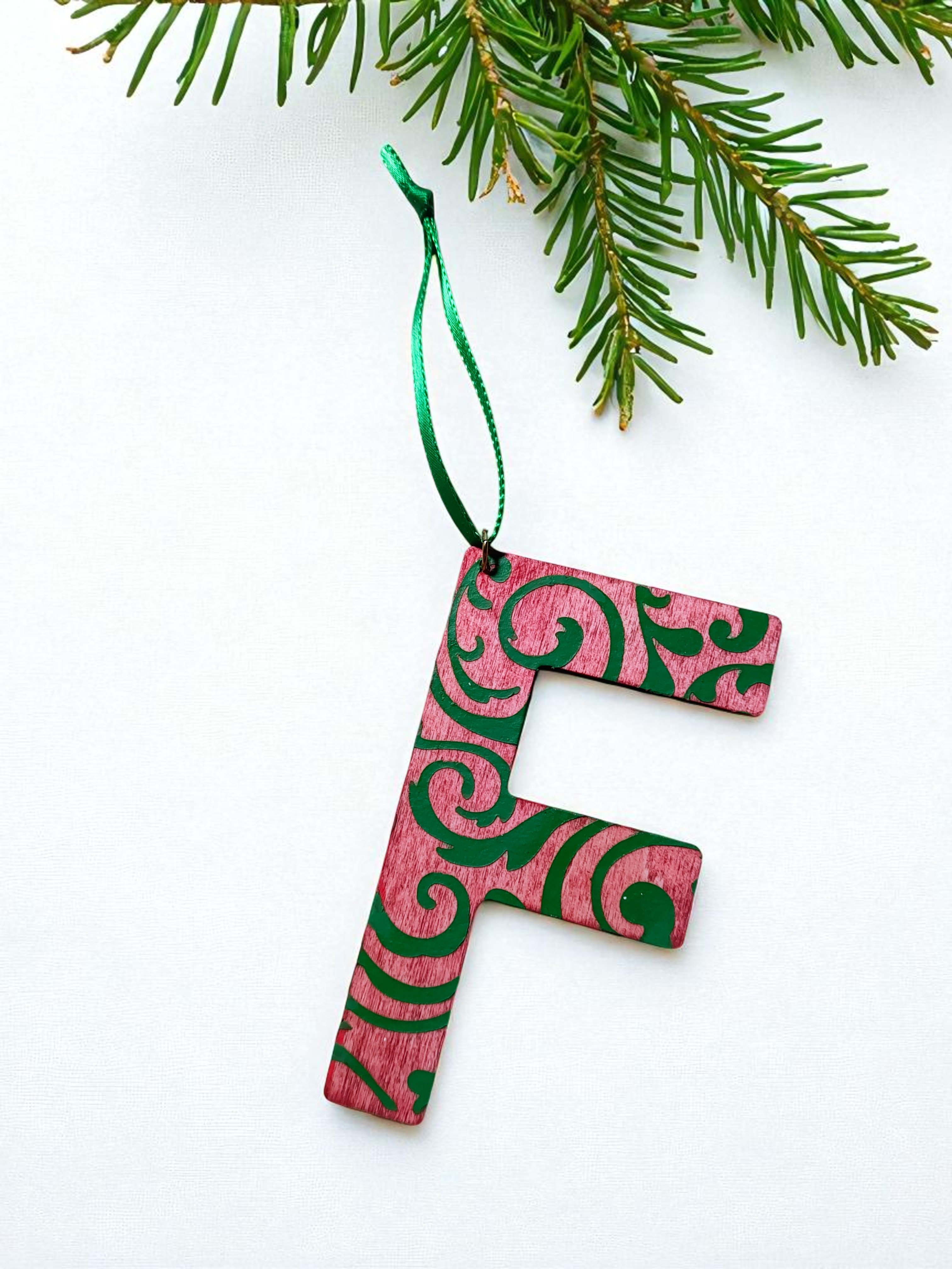 Personalized Wooden Letter Initial F Ornament