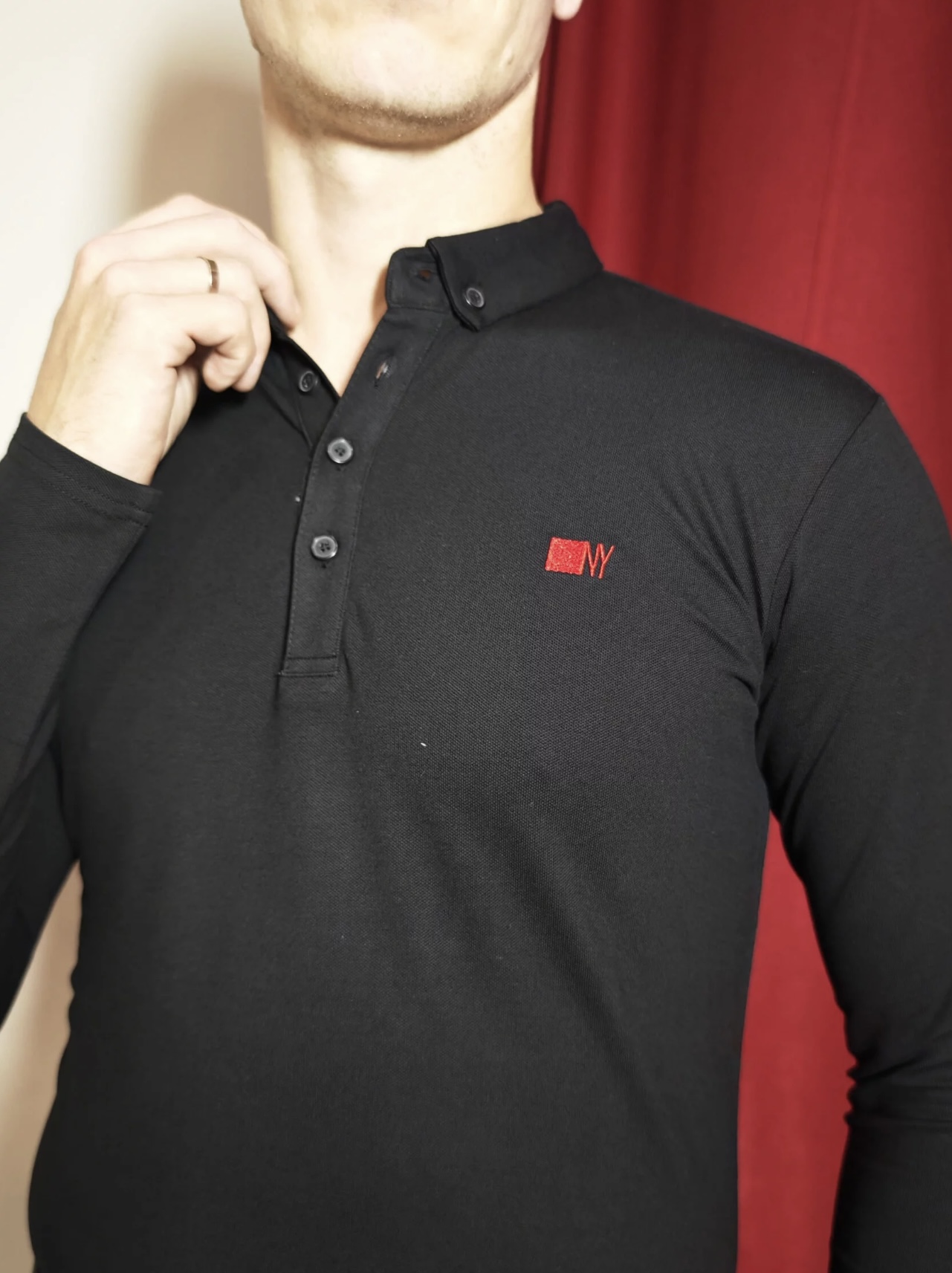 NY Longsleeves Polo shirt - Black