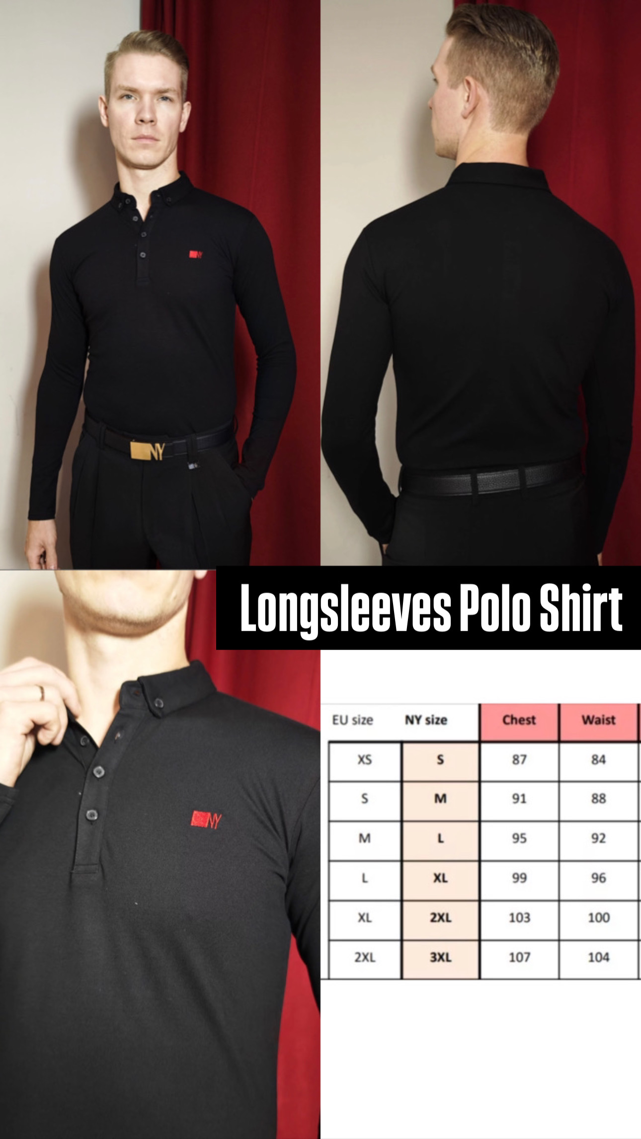NY Longsleeves Polo shirt - Black