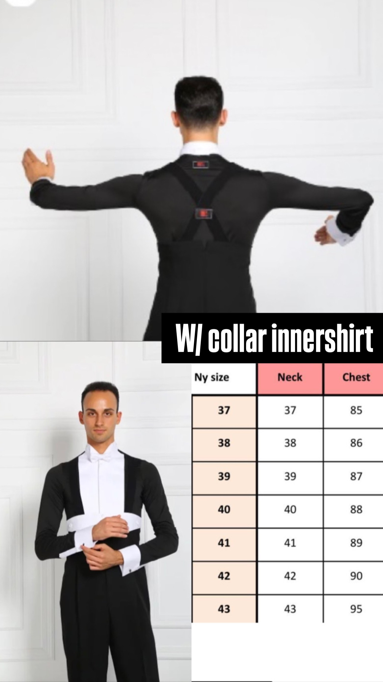 NY Inner Shirt w/ LOW and HARD collar - Black/White