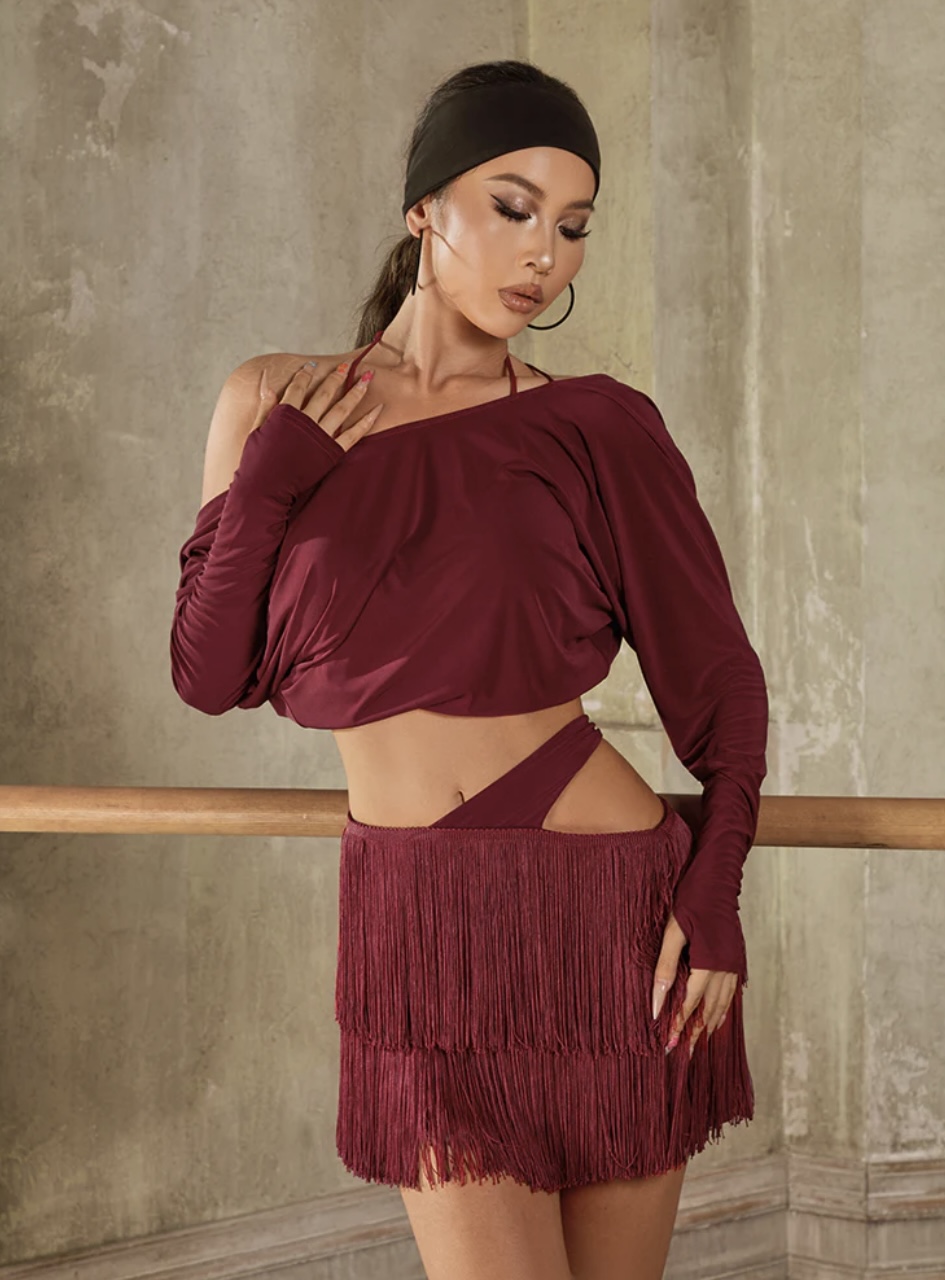 ZYM 24076 - Matisse Top (MAROON / BLACK)
