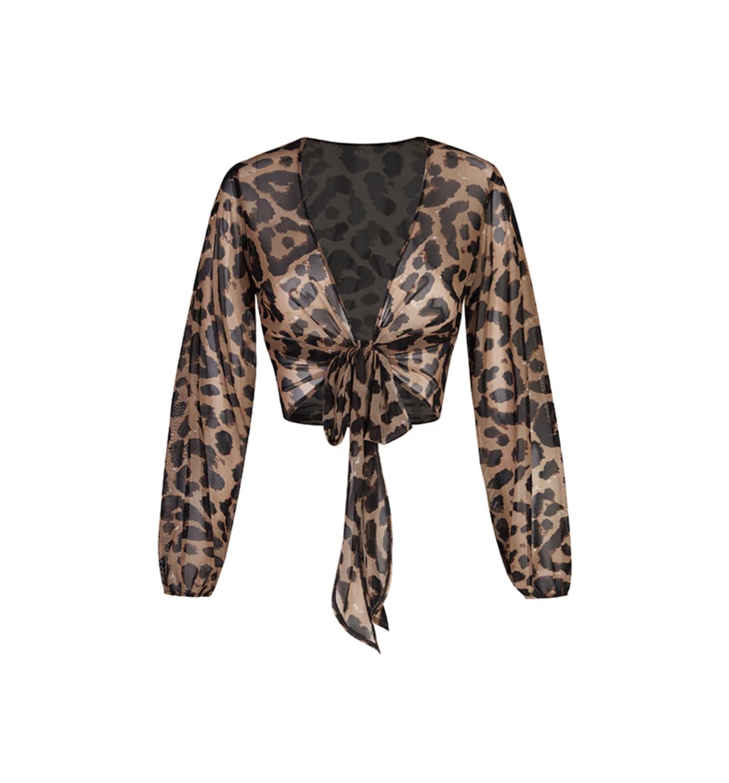 ZYM 24080 - Cozie Wrap Top (LEOPARD / BLACK / RED)