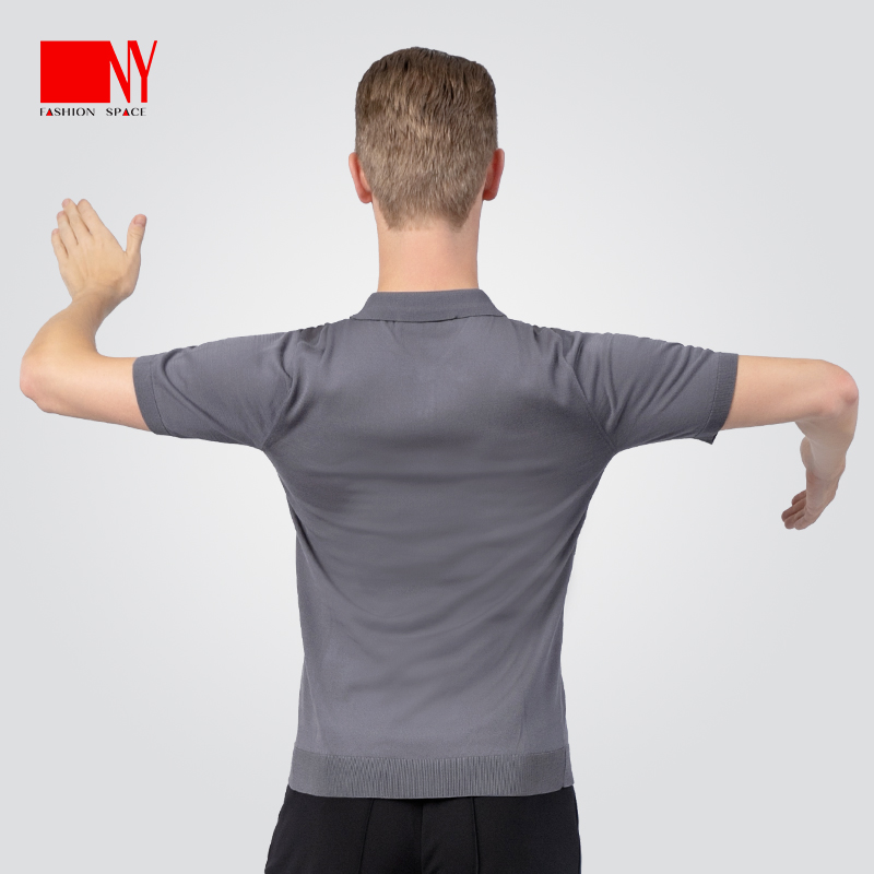 NY Knitted Polo Shirt Short sleeves - (BLACK / BLUE)