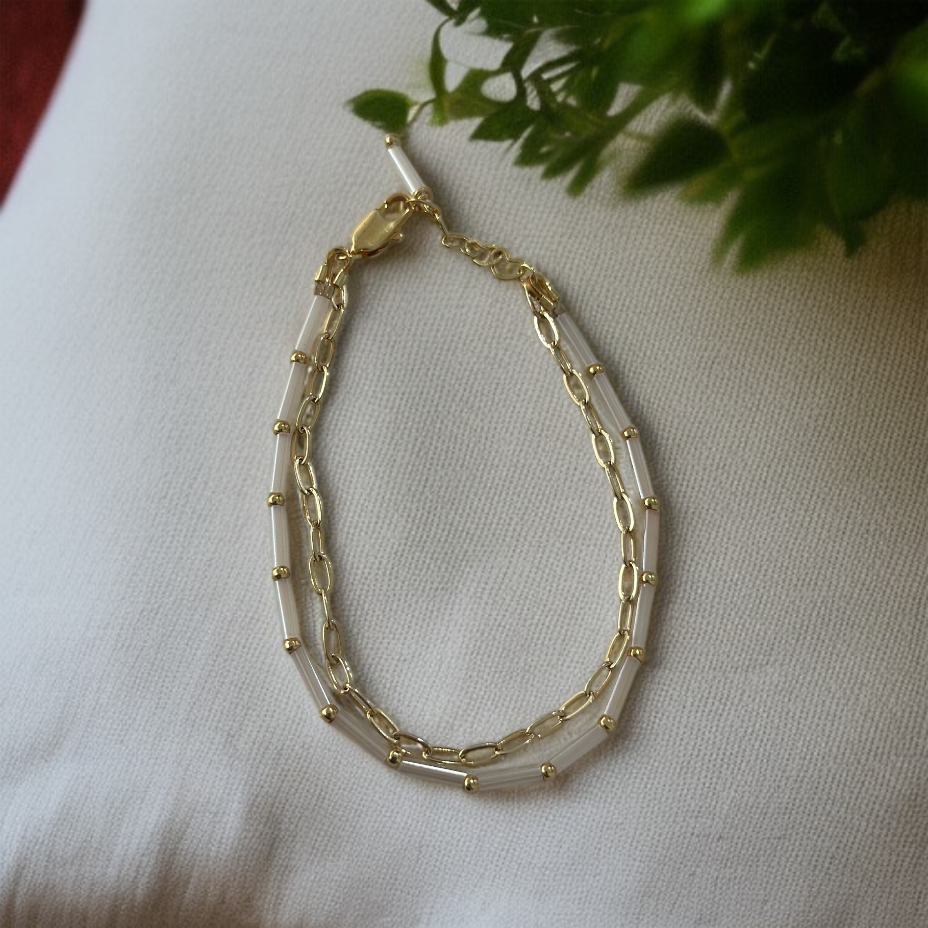 Beaded Double Chain Bracelet