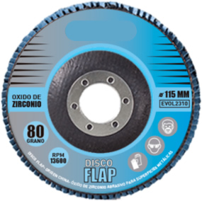 Disco flap óxido de zirconio abrasivo 115mm grano 80 ROTTWEILER 