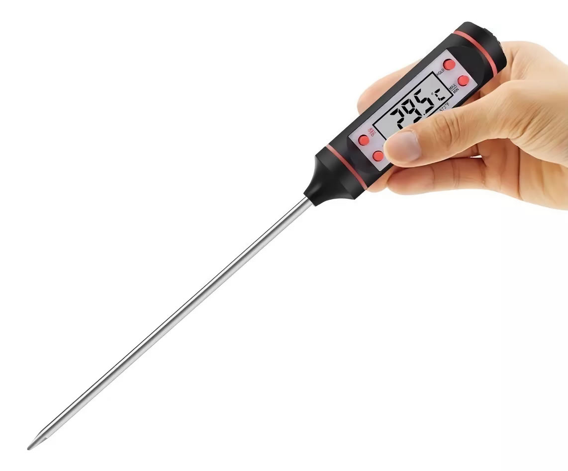 Termometro Digital Lcd Pincha Carne -50° A 300° - 4 Botones Color Negro