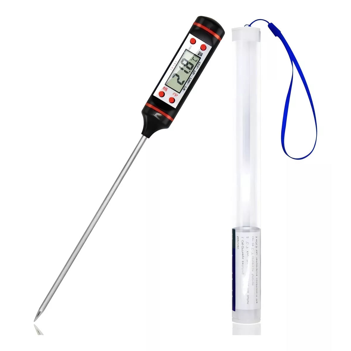 Termometro Digital Lcd Pincha Carne -50° A 300° - 4 Botones Color Negro