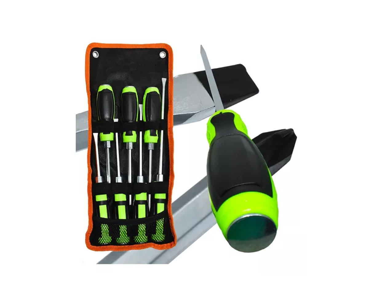 Juego De Destornilladores Ergonómicos Verdes Magneticos