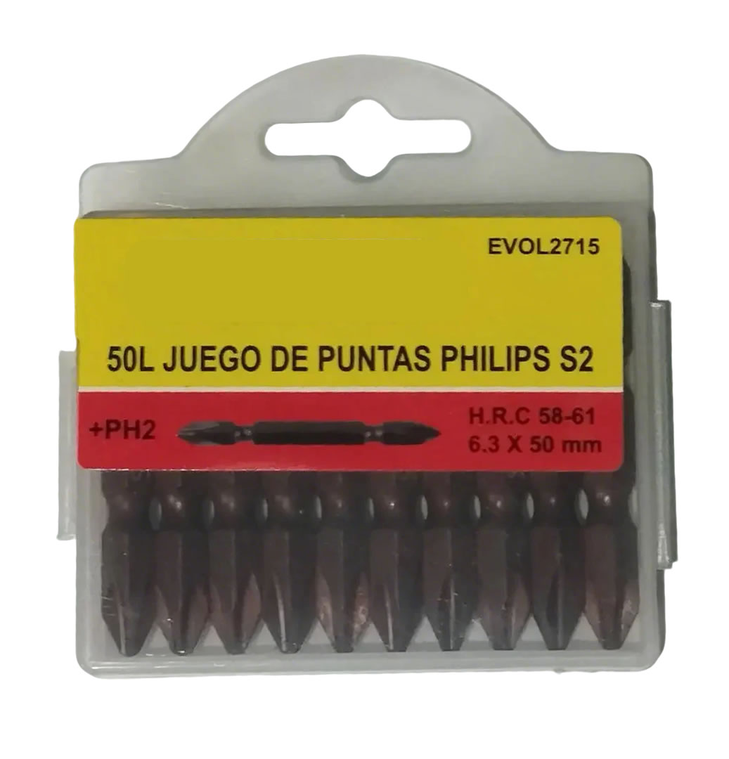 Puntas DOBLE Phillips 2-63mm Blister x 10u