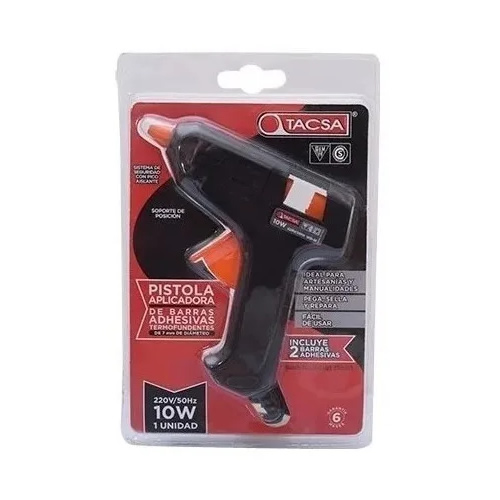 Pistola Hot Melt 10w Barra Adhesiva Encolar Silicona Tacsa