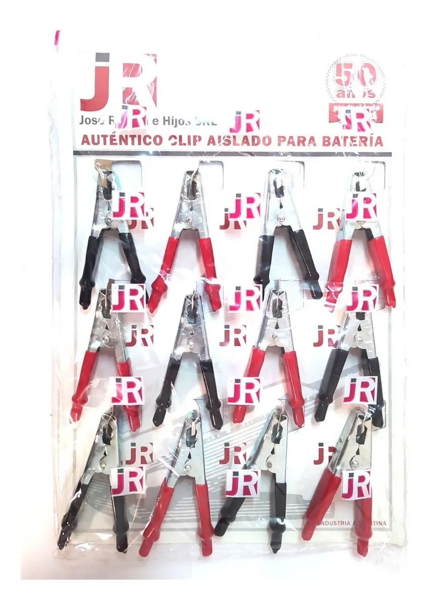 Exhibidor 12u Pinza Clips Para Batería Aislados Jr 50a