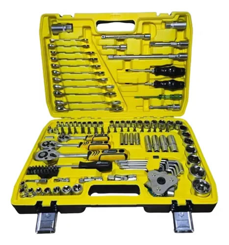 Kit Set Llave Tubos Llaves Combinada Saca Filtro 121 Piezas Cromado