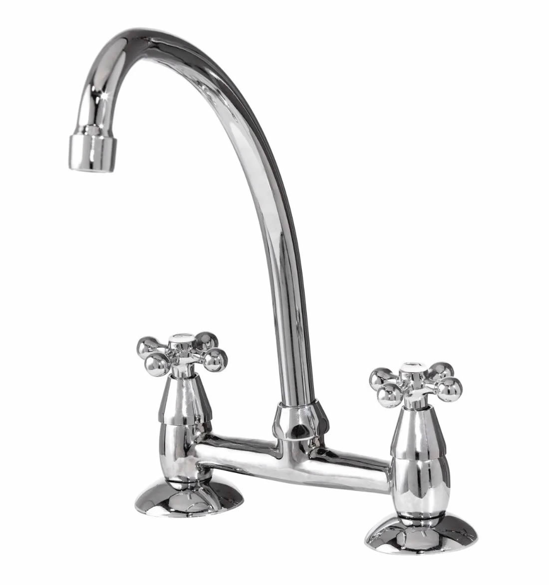 Griferia Cocina Sobremesada Cruz cromada