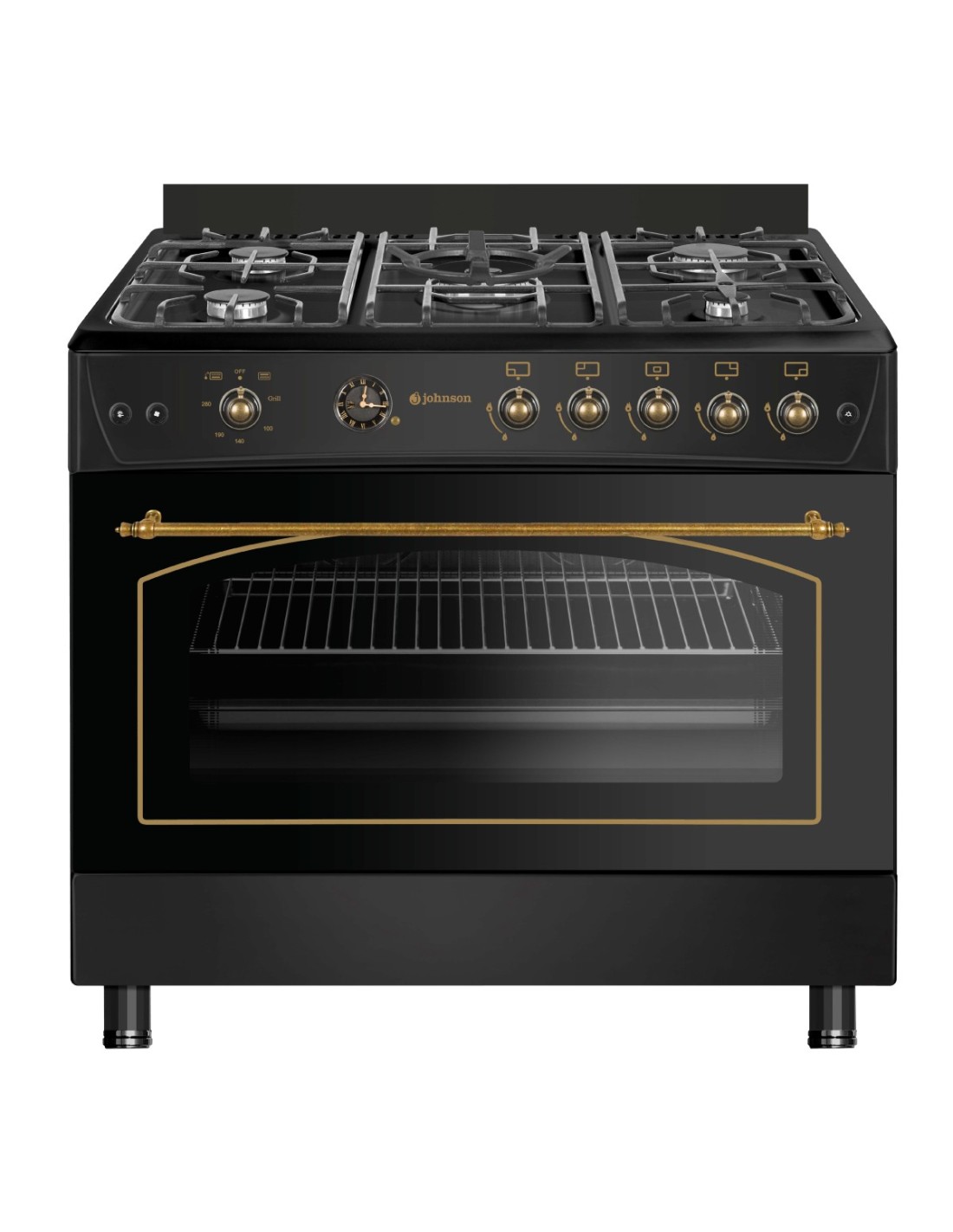 Cocina de gas butano 90 cm Rústica Negra