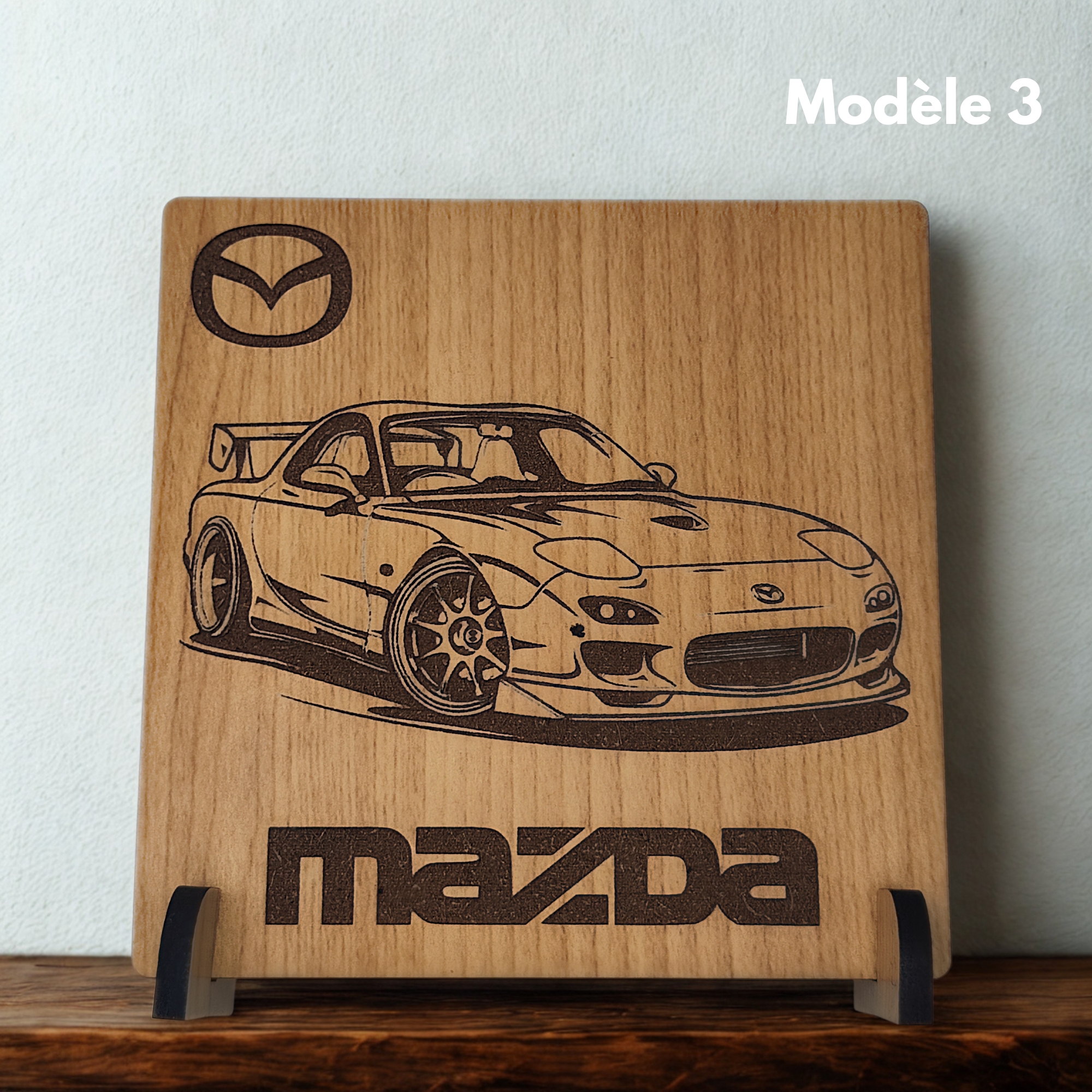 Mazda RX7 (3 variantes) - Gravure sur bois
