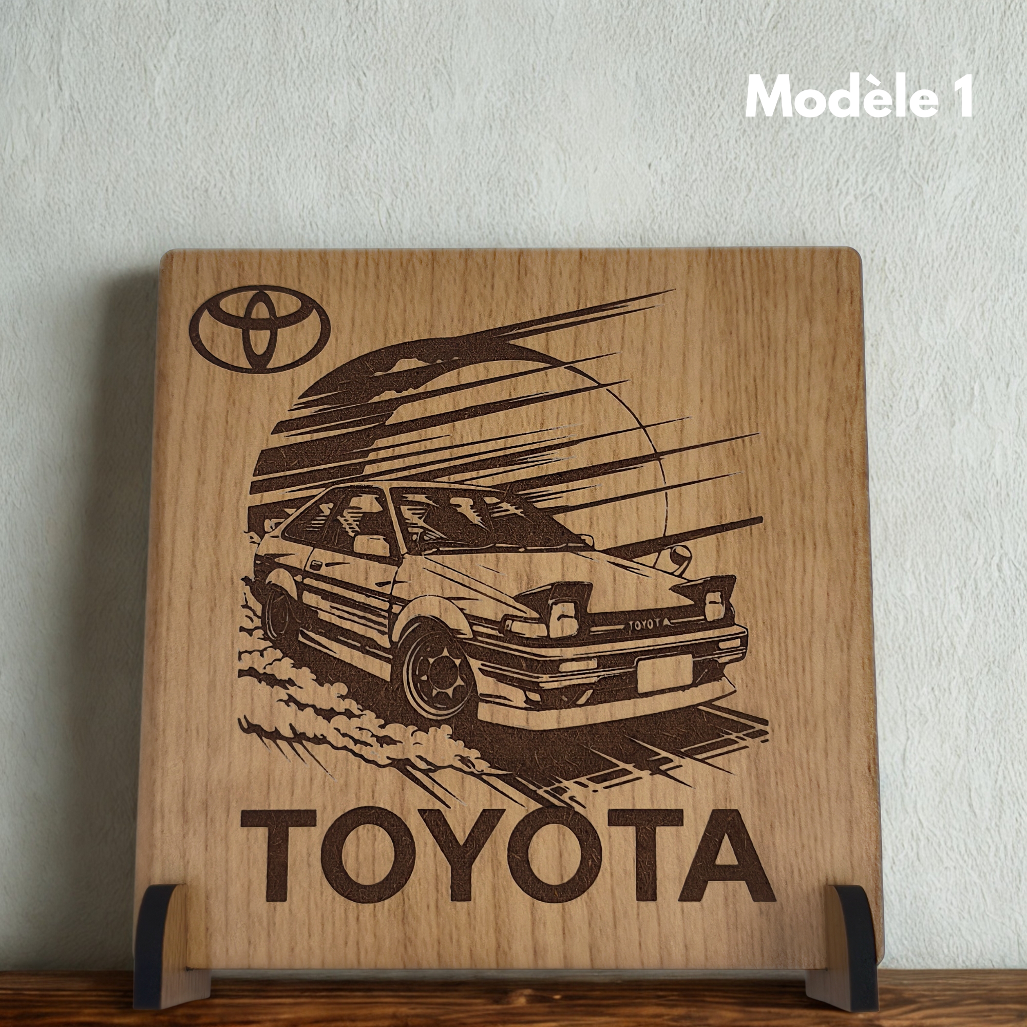 Toyota AE86 - Gravure sur bois