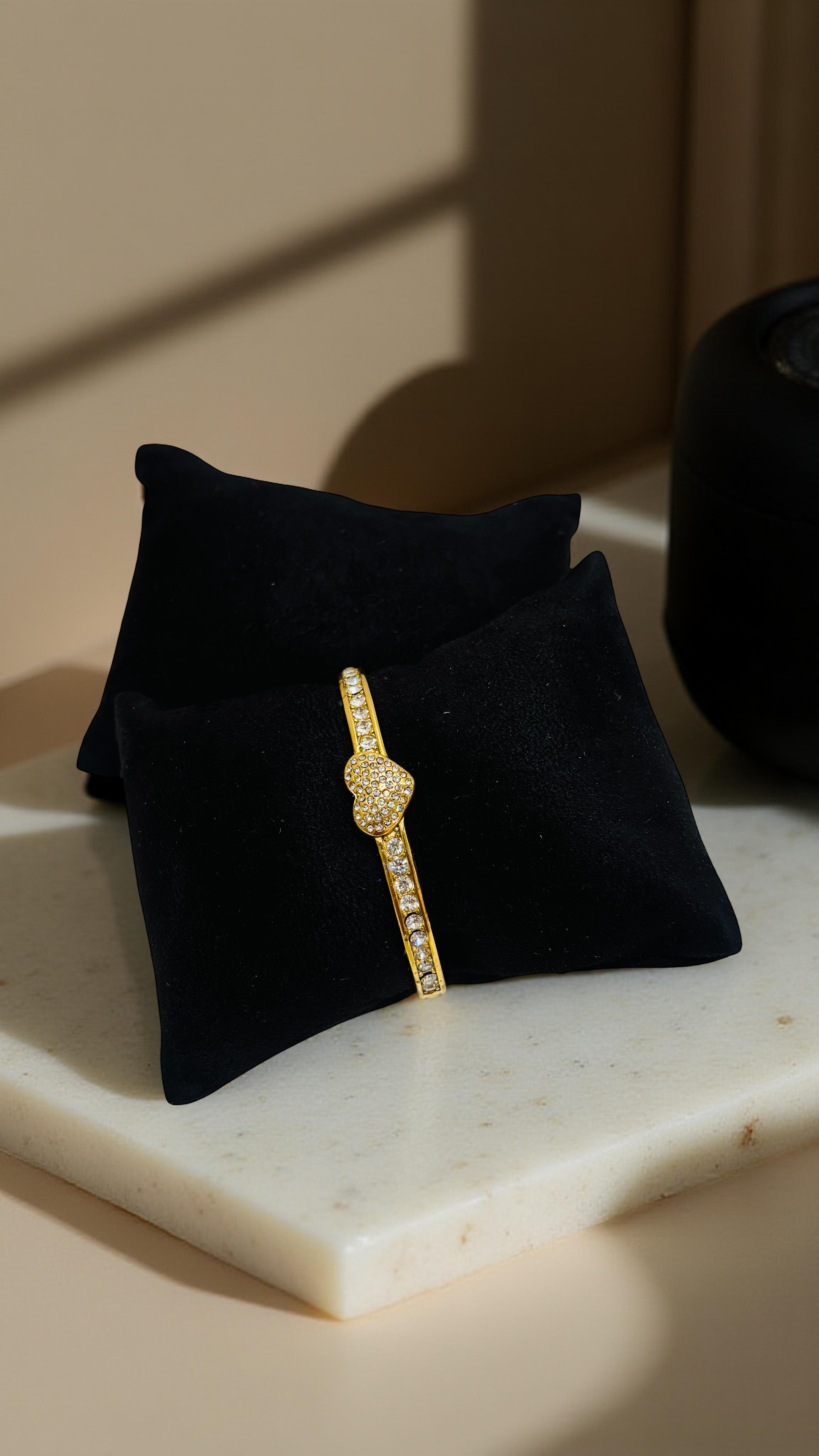 Gold-Plated Heart Kada Bracelet