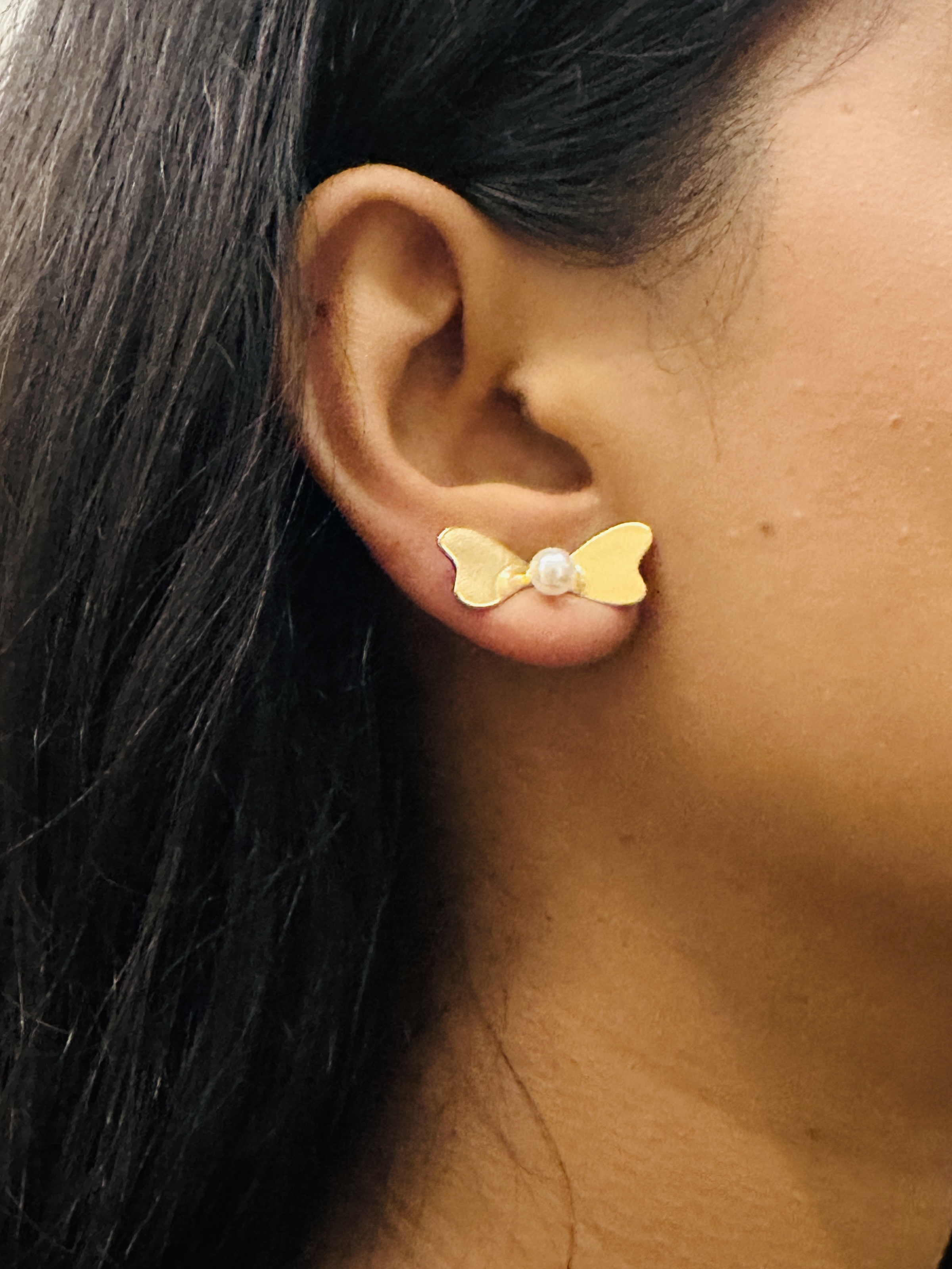 Gold Bow 2 in Drop Earrings