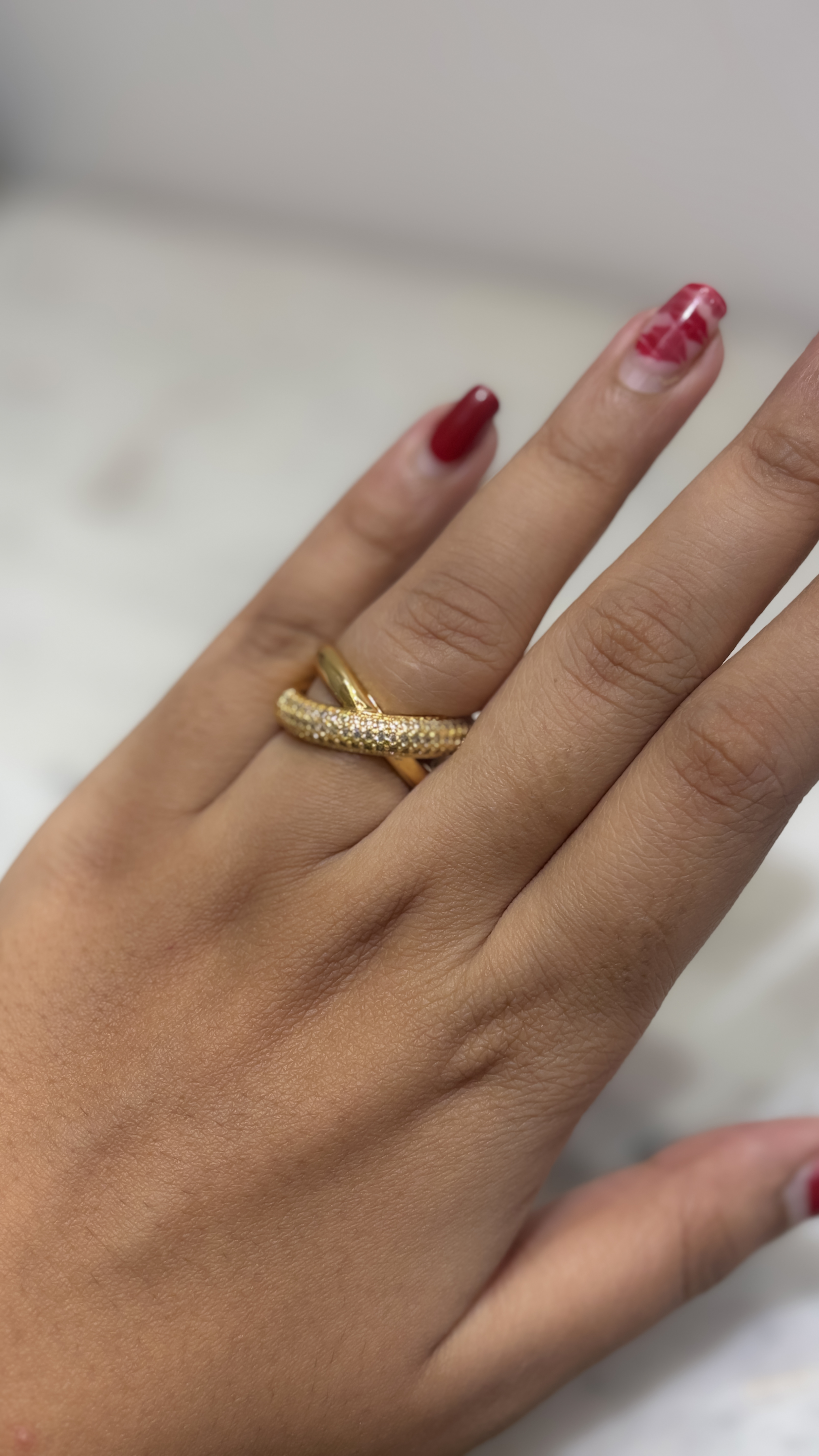 Gold Crossover adjustable Ring