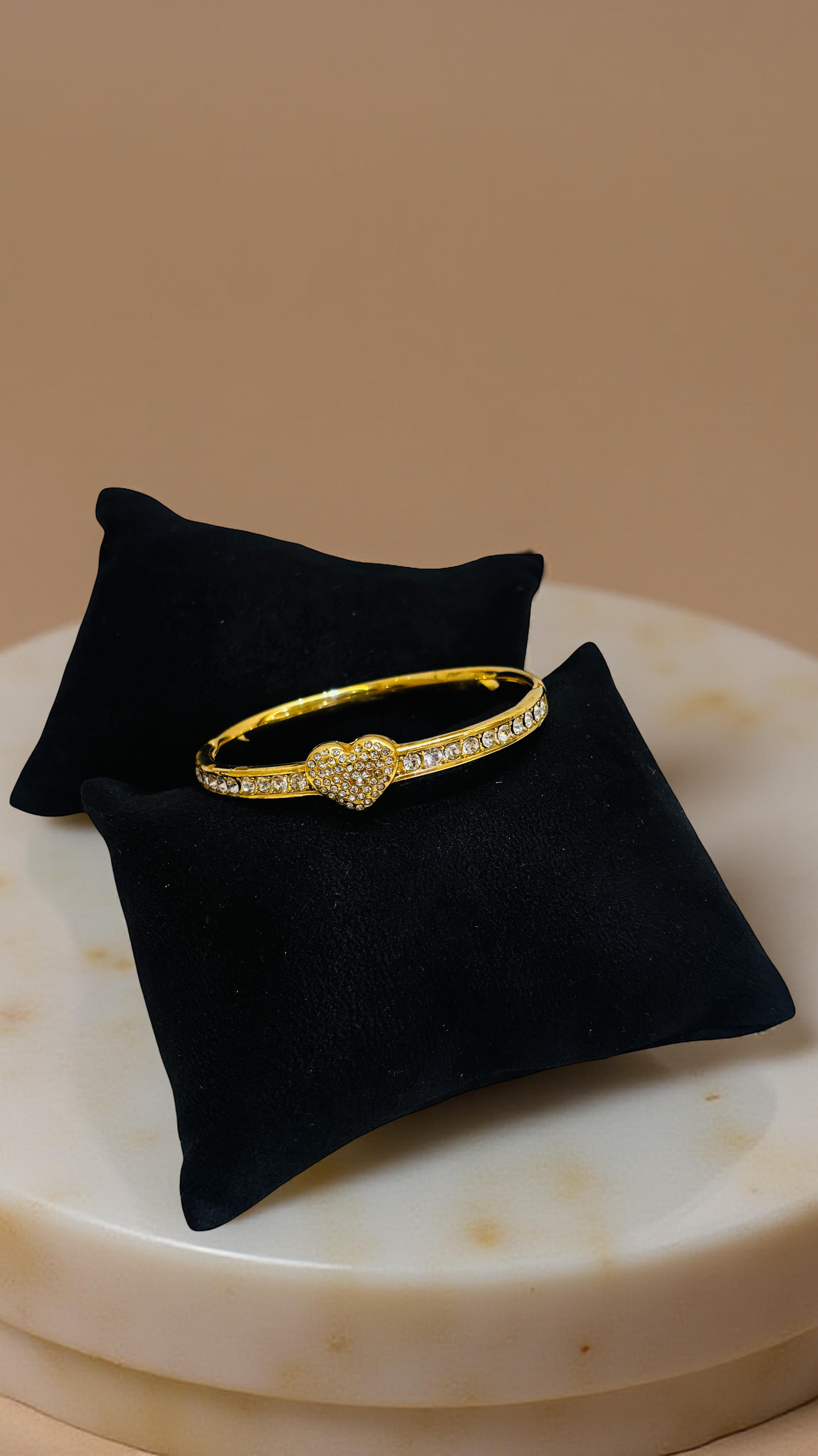 Gold-Plated Heart Kada Bracelet
