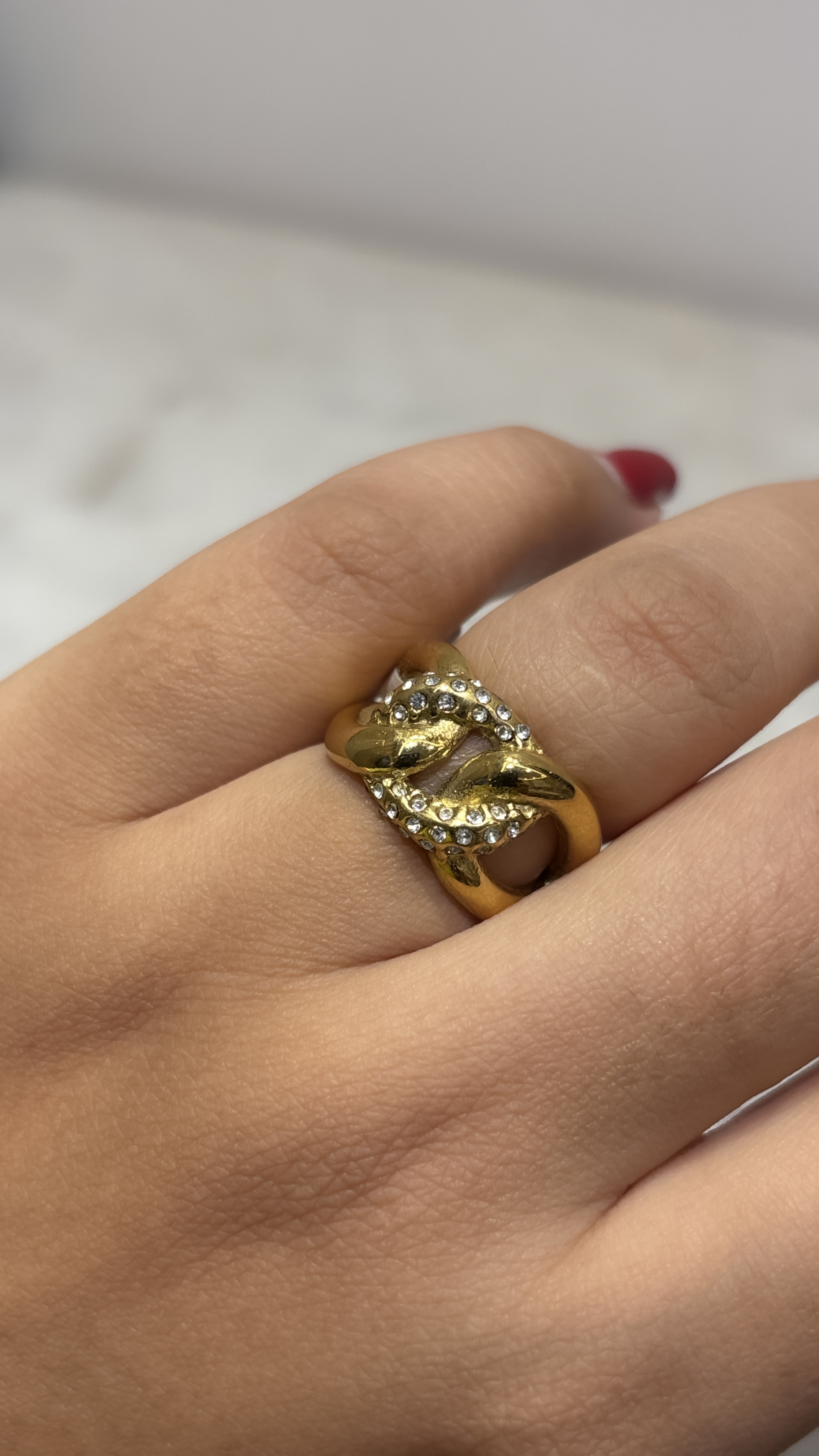 Gold Plated twisted adjustable Ring