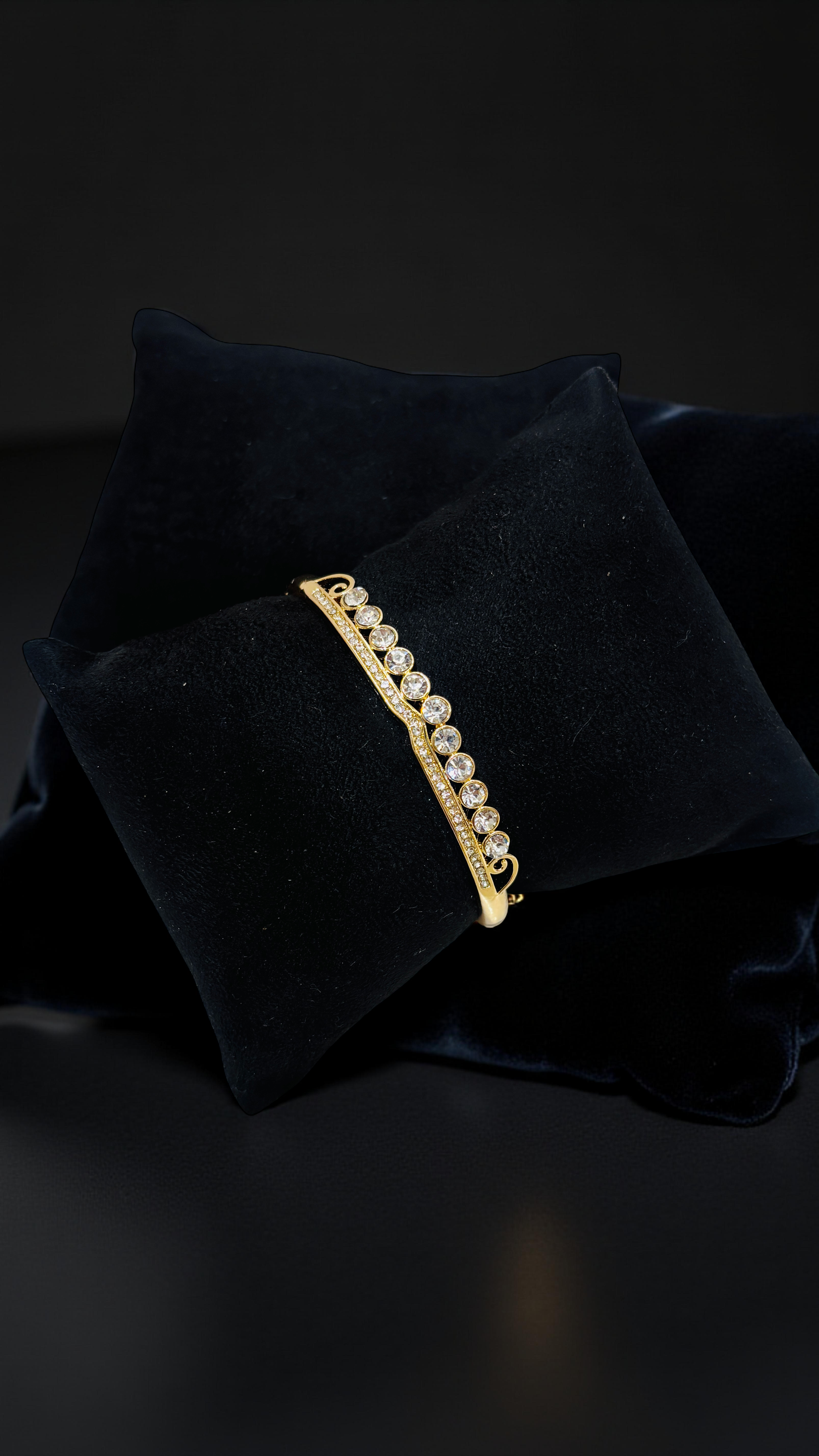 Elegant Golden Crystal Kada Bracelet