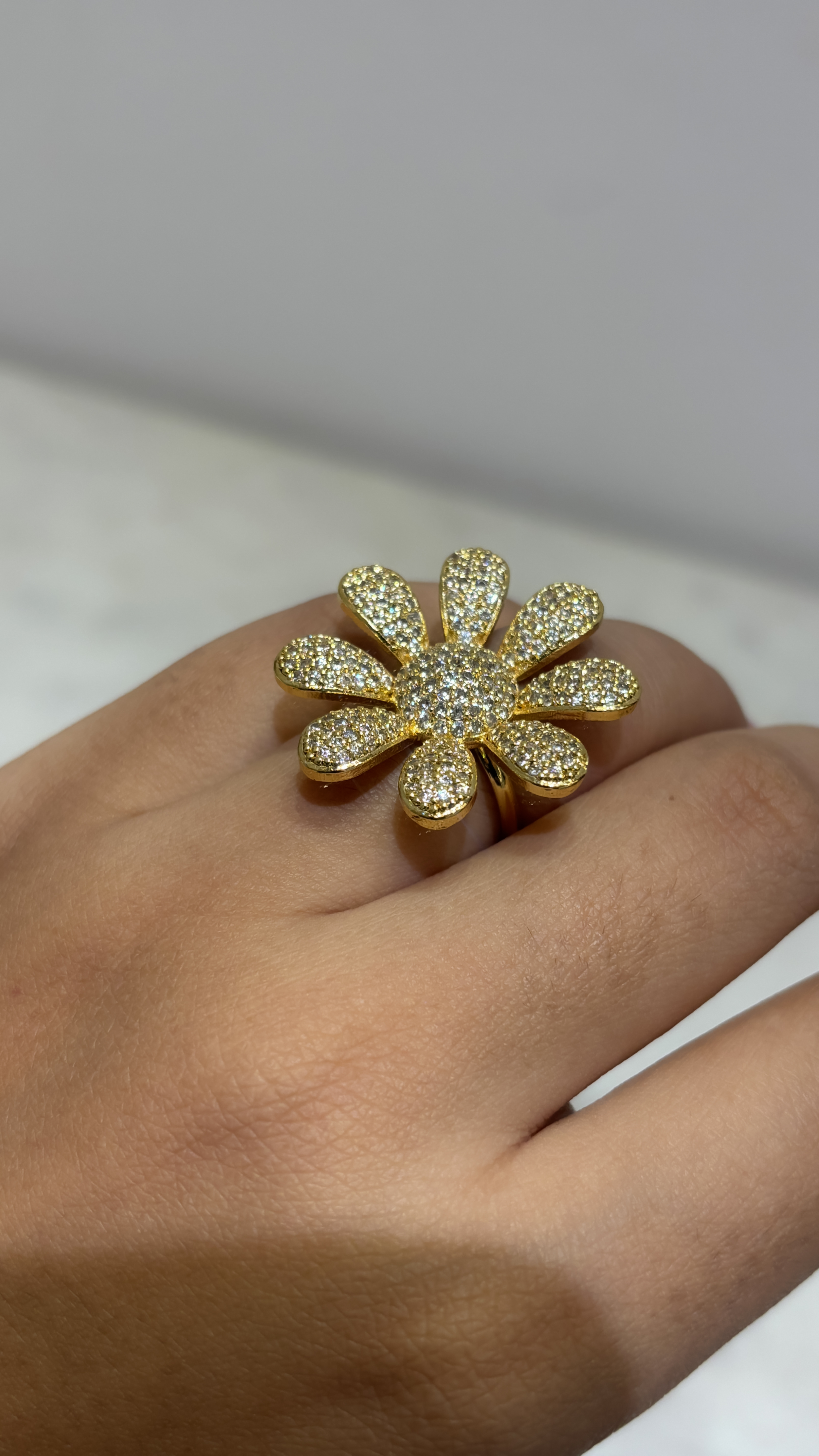 Gold Flower Statement adjustable  Ring