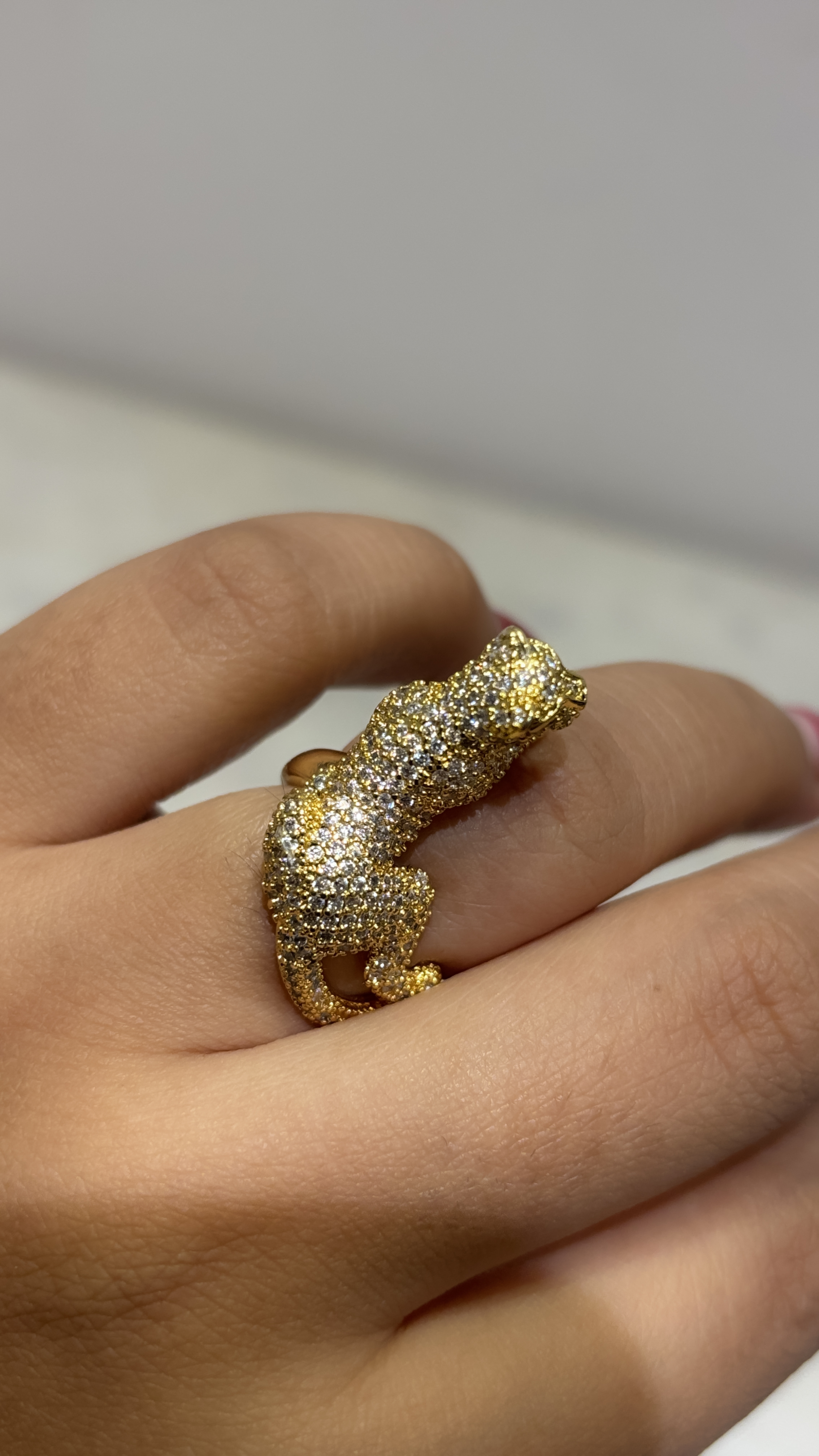 Gold Panther Statement adjustable Ring