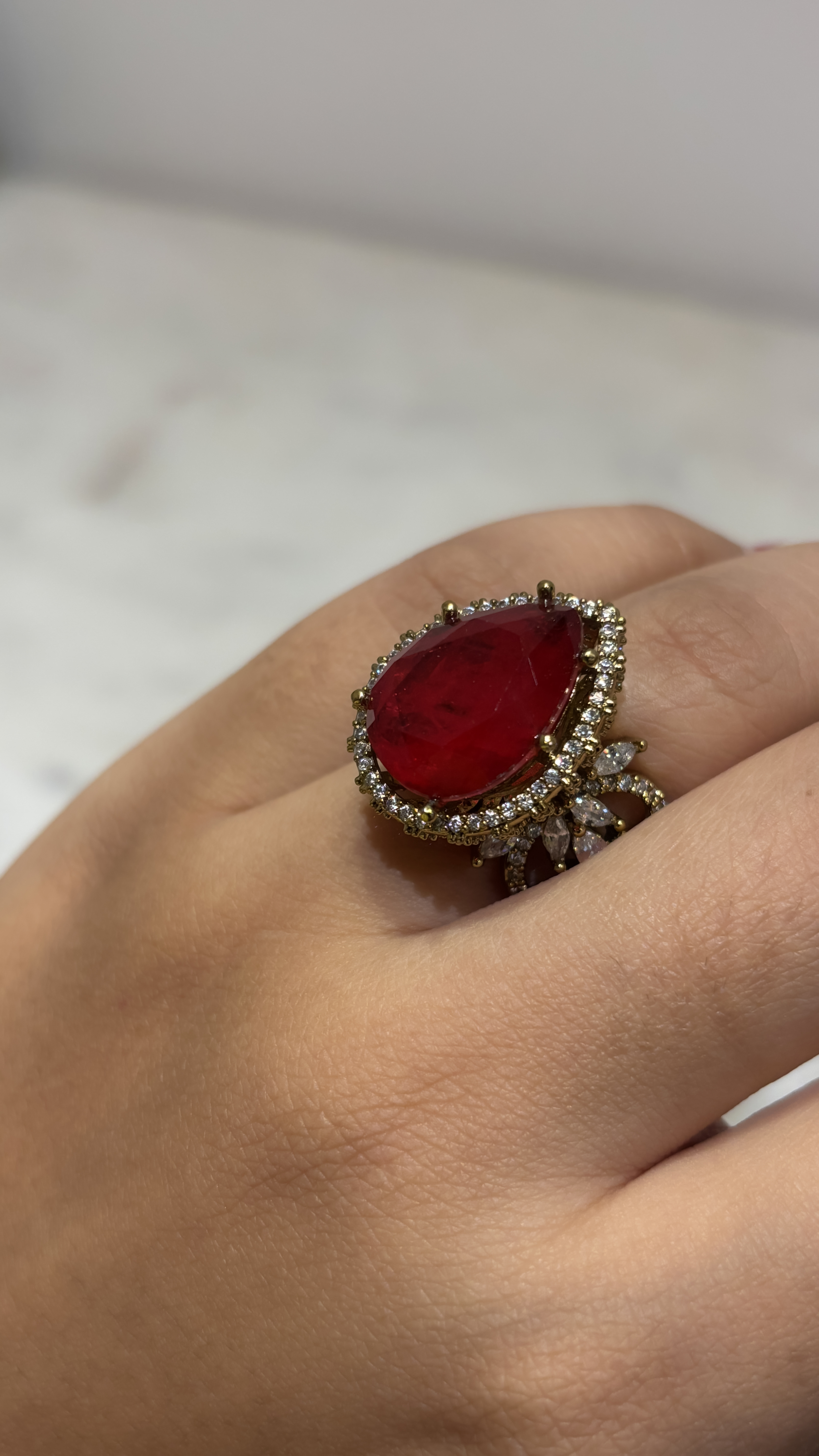 Mehendi Gold Plated Crystal adjustable AD  Ring