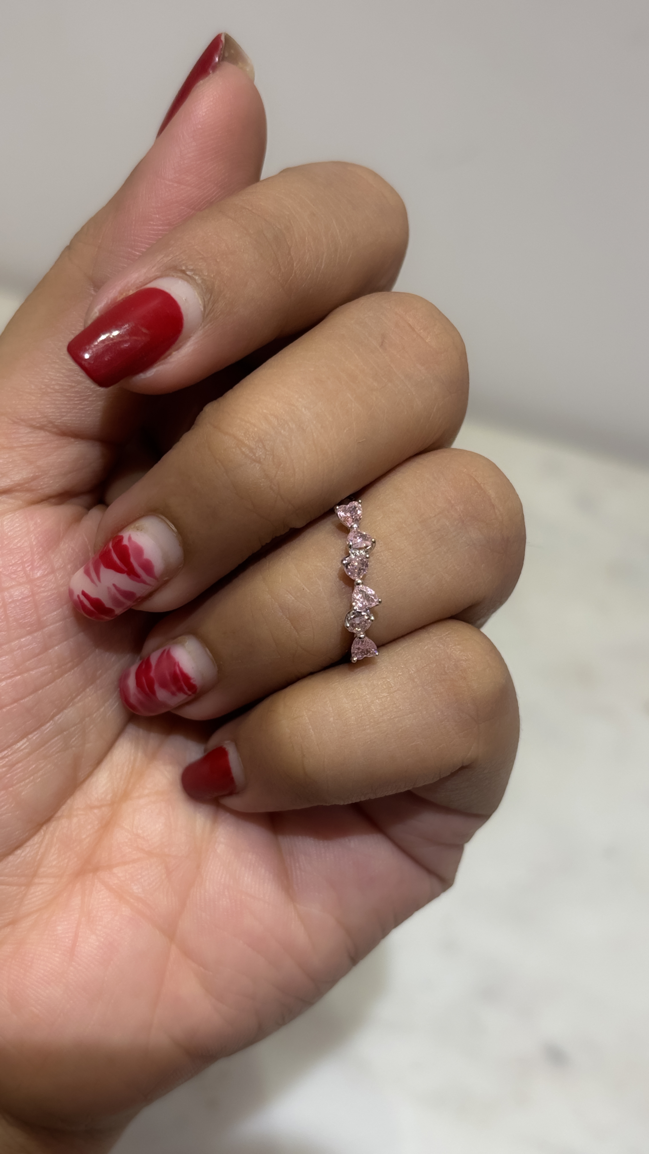 Elegant Pink Stone Ringadjustable