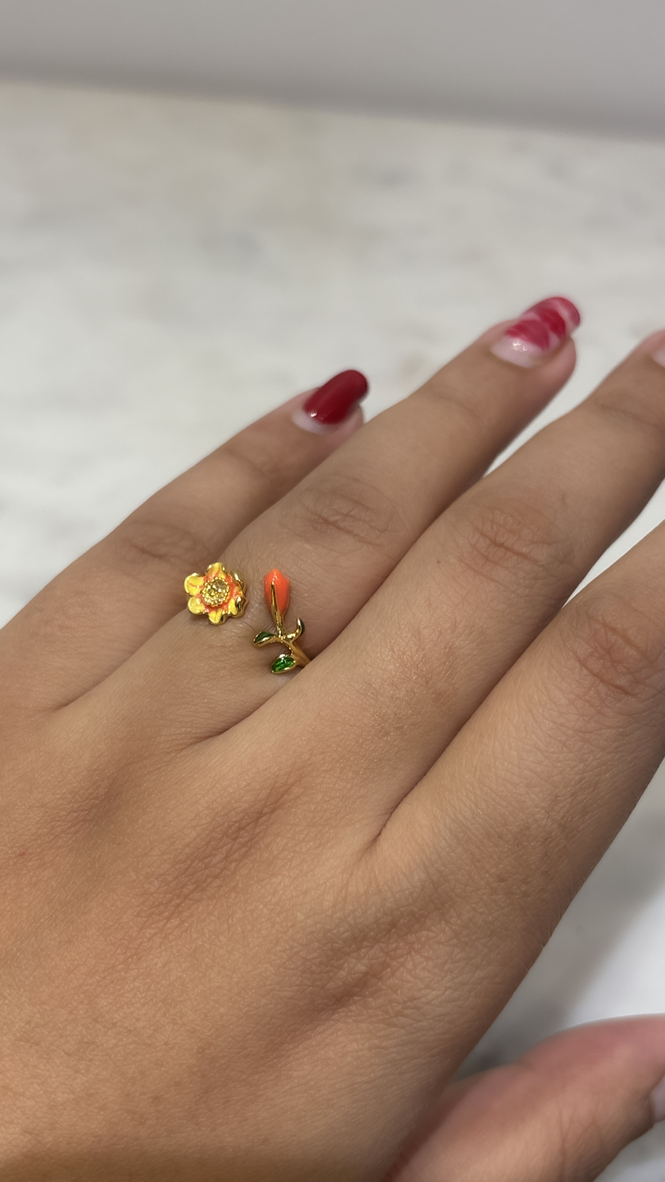 Floral enamel Adjustable Ring
