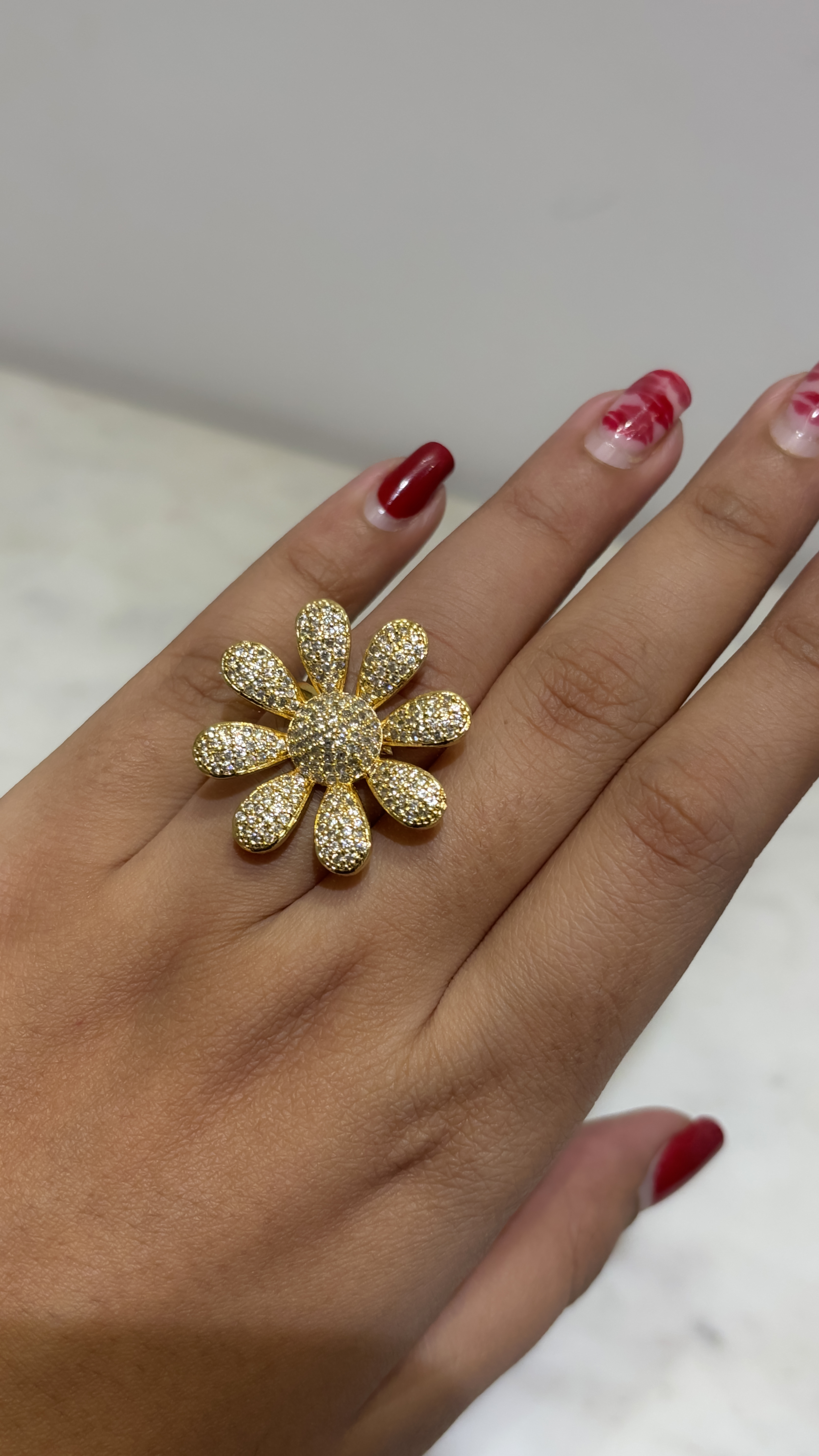 Gold Flower Statement adjustable  Ring