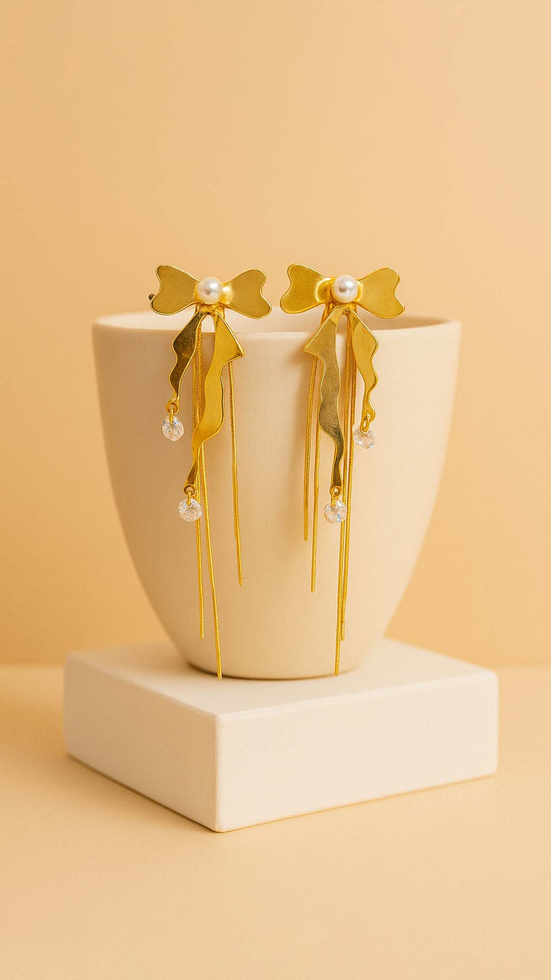 Gold Bow 2 in Drop Earrings