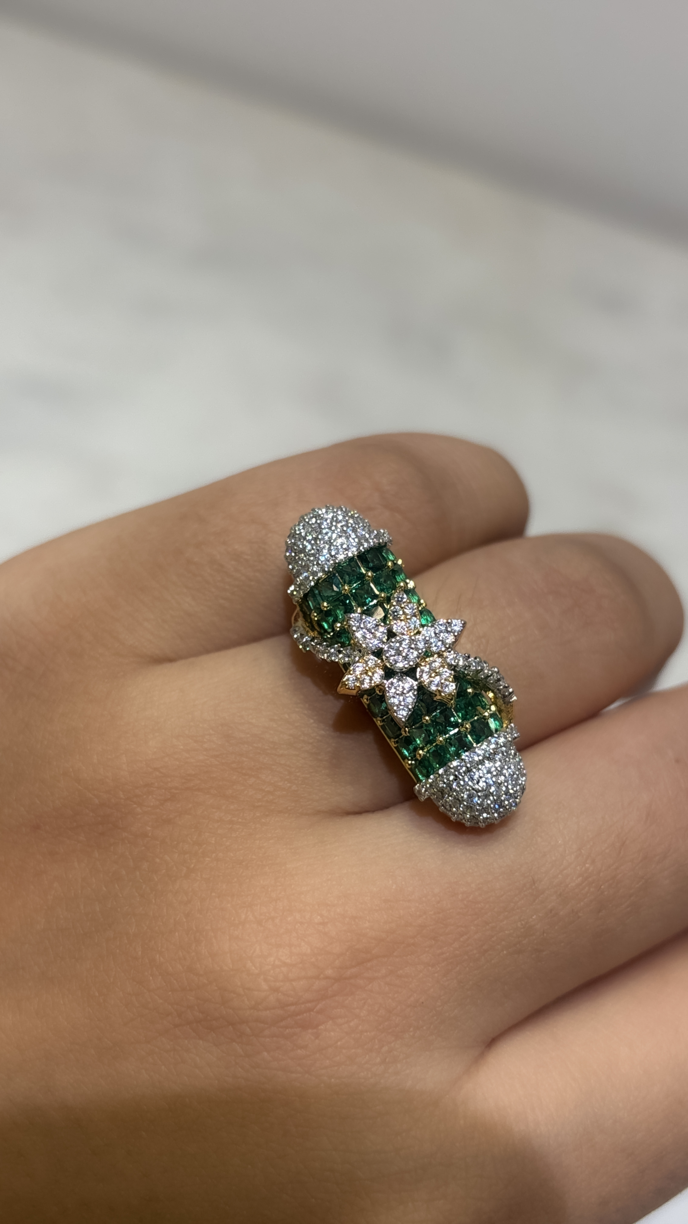 Emerald AD adjustable Cocktail Ring