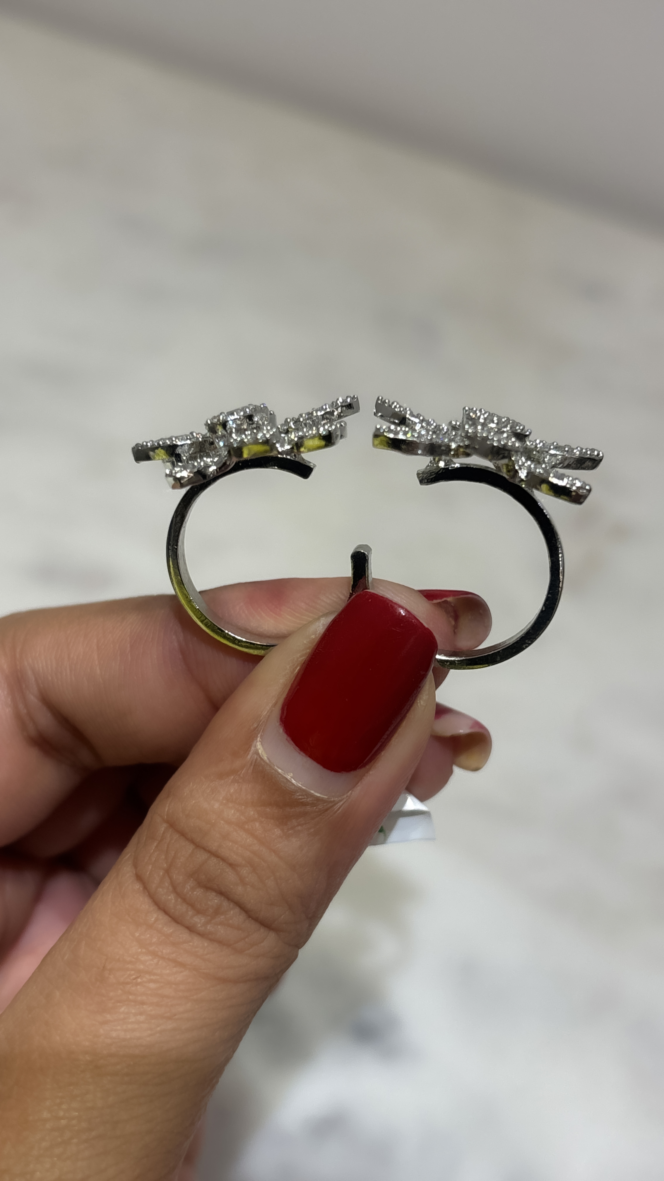 Elegant Crystal AD free size  ring 