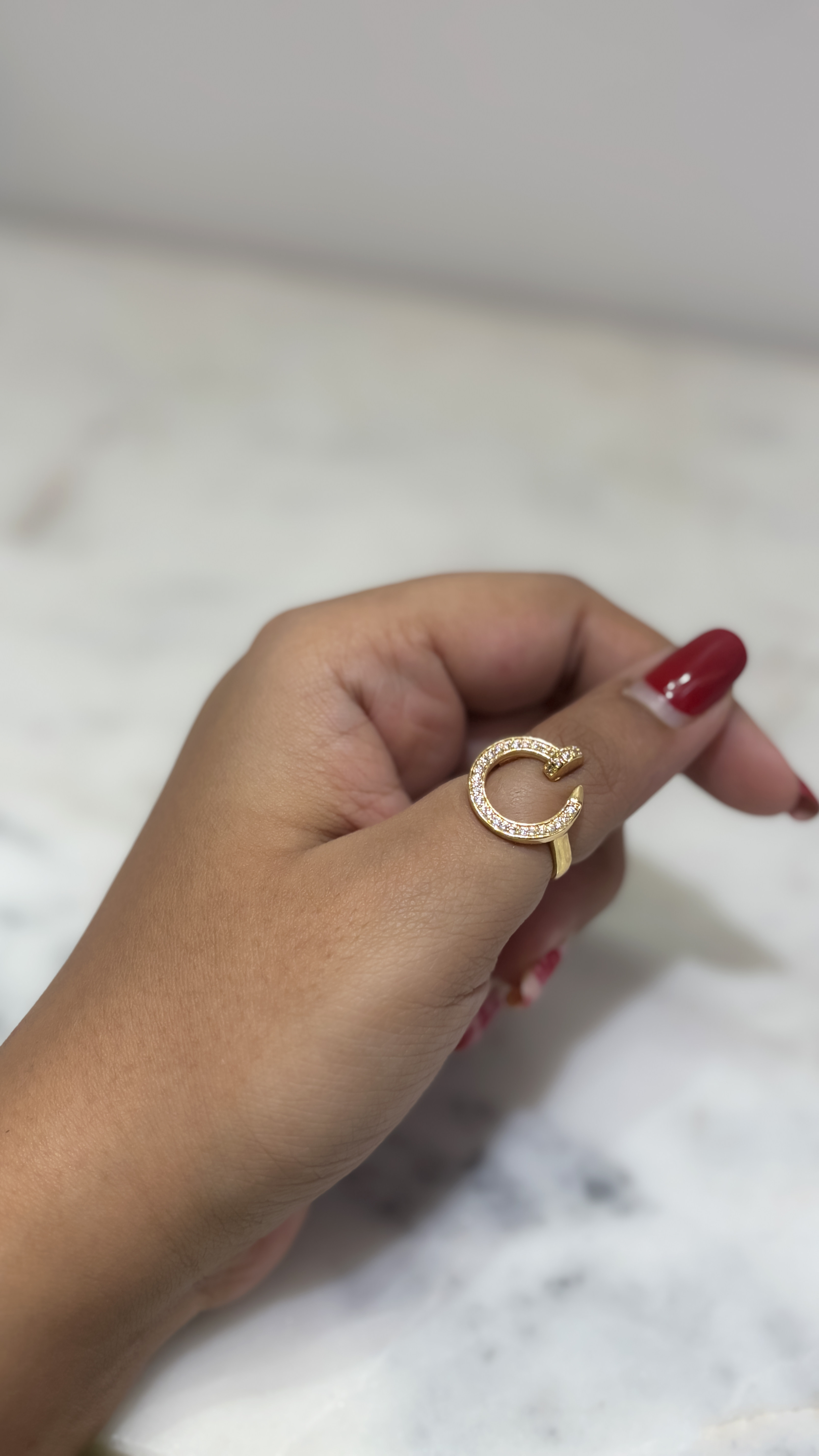 Golden Open C-Shaped Adjustable Ring